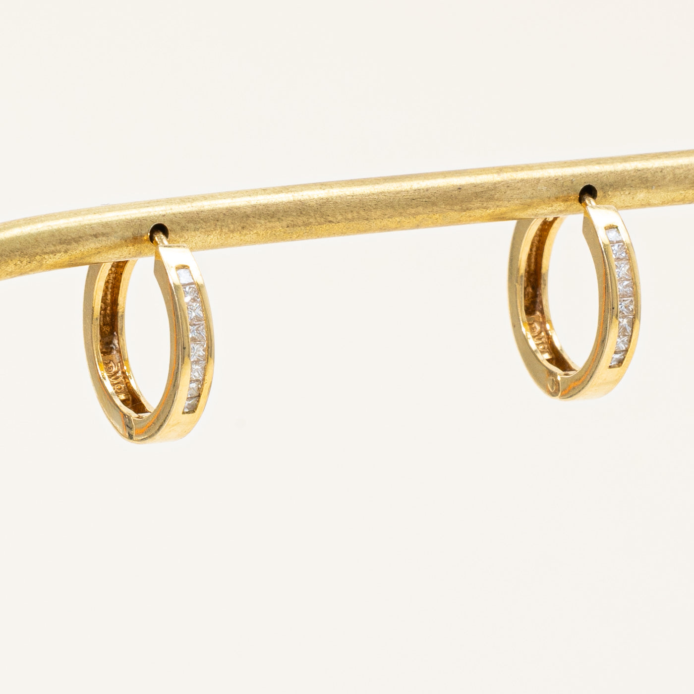 Channel Set Diamond Huggie Earrings | 0.32ctw |