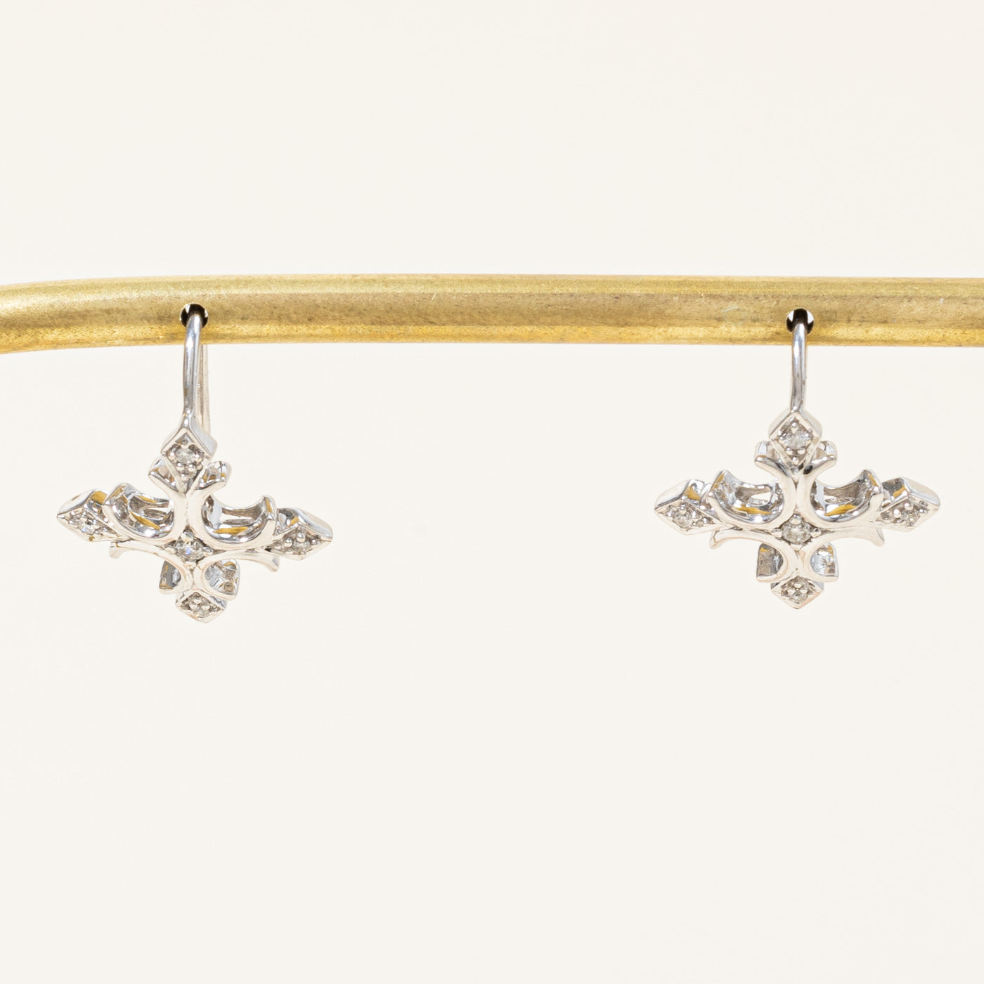 Diamond Cross Fish Hook Earrings | 0.09ctw |