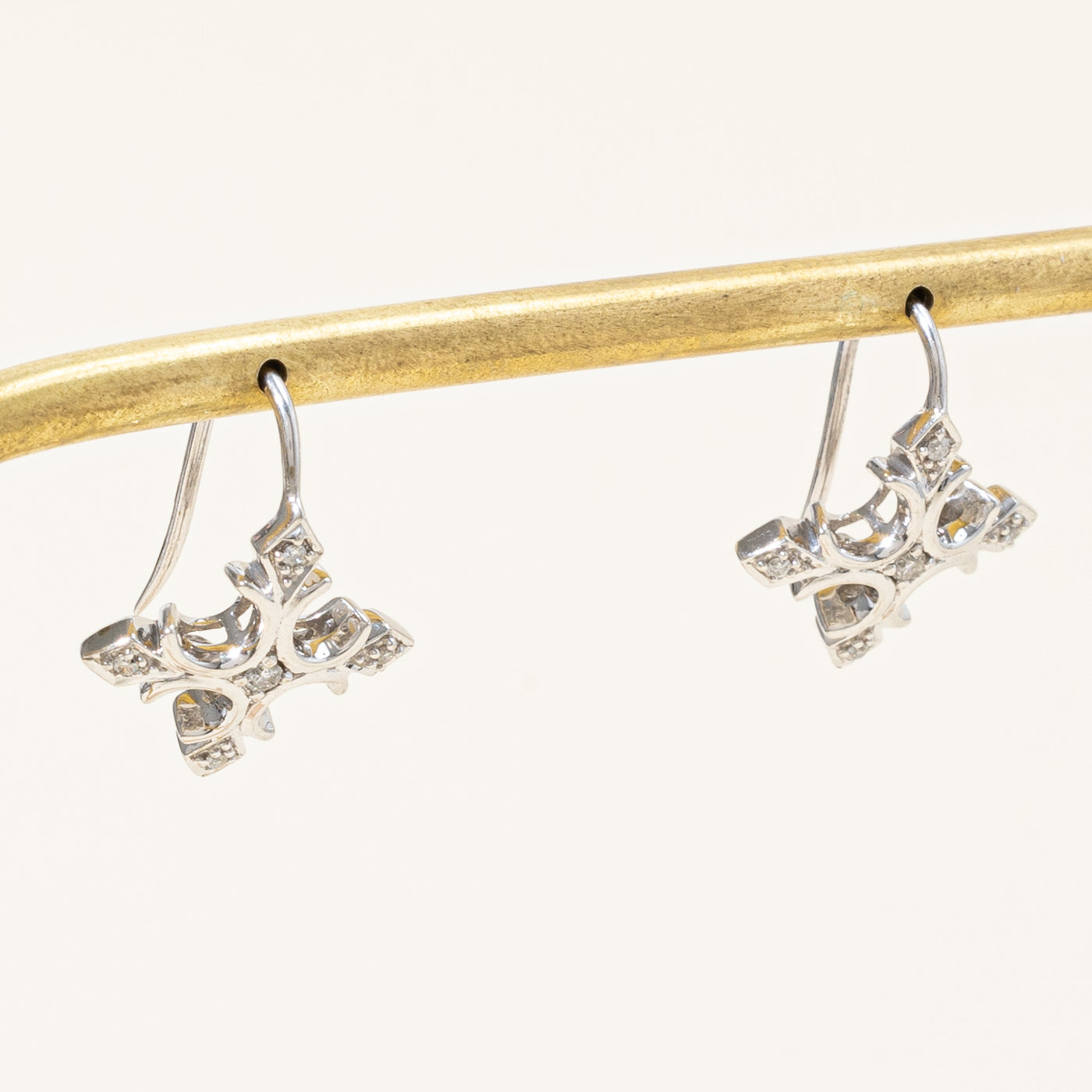 Diamond Cross Fish Hook Earrings | 0.09ctw |