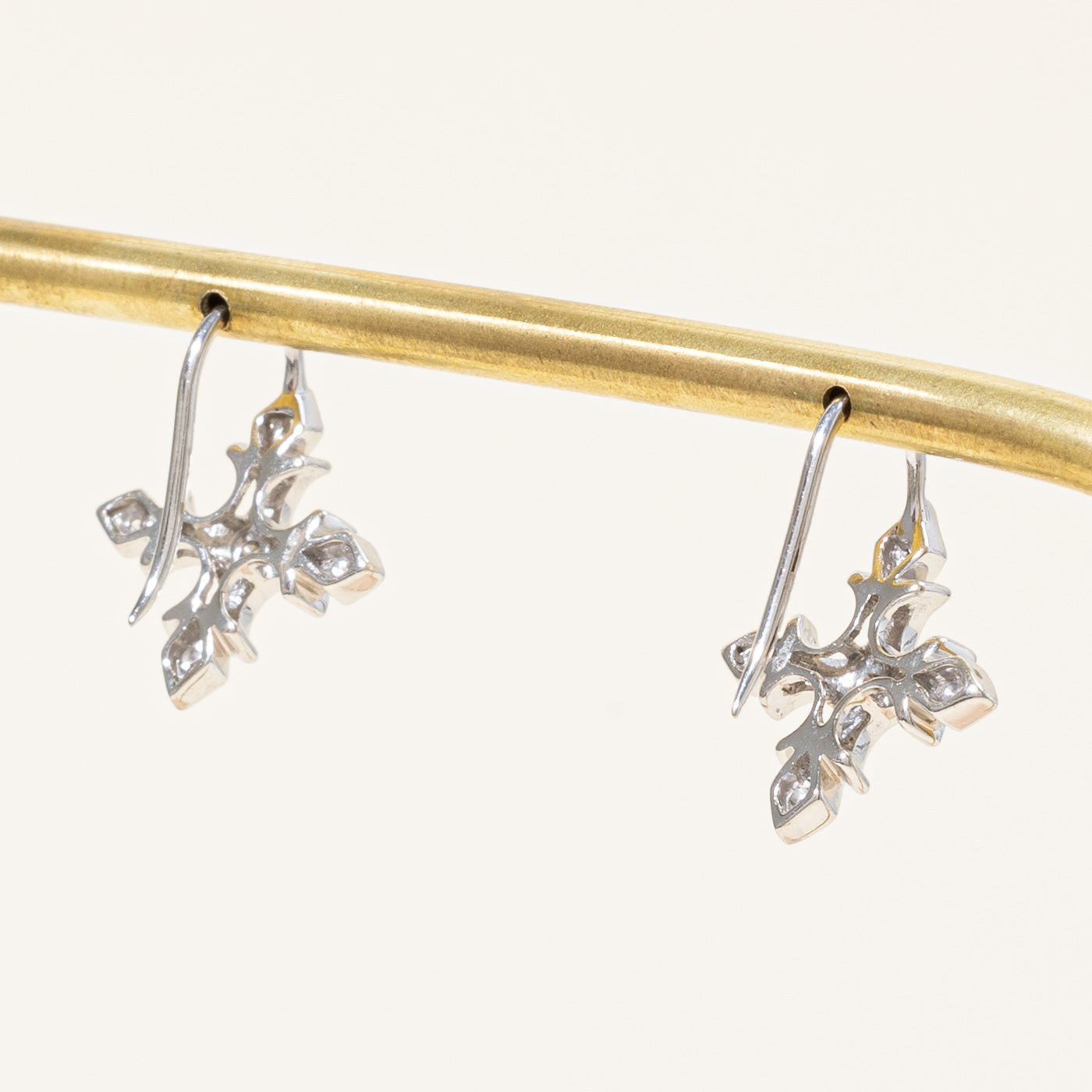 Diamond Cross Fish Hook Earrings | 0.09ctw |