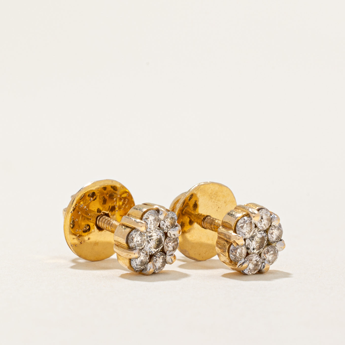 Diamond Cluster Screw Back Earrings | 0.50ctw |