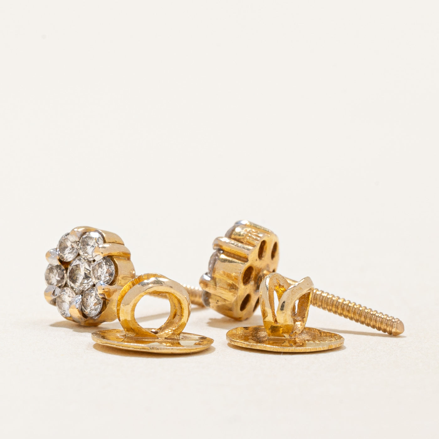 Diamond Cluster Screw Back Earrings | 0.50ctw |