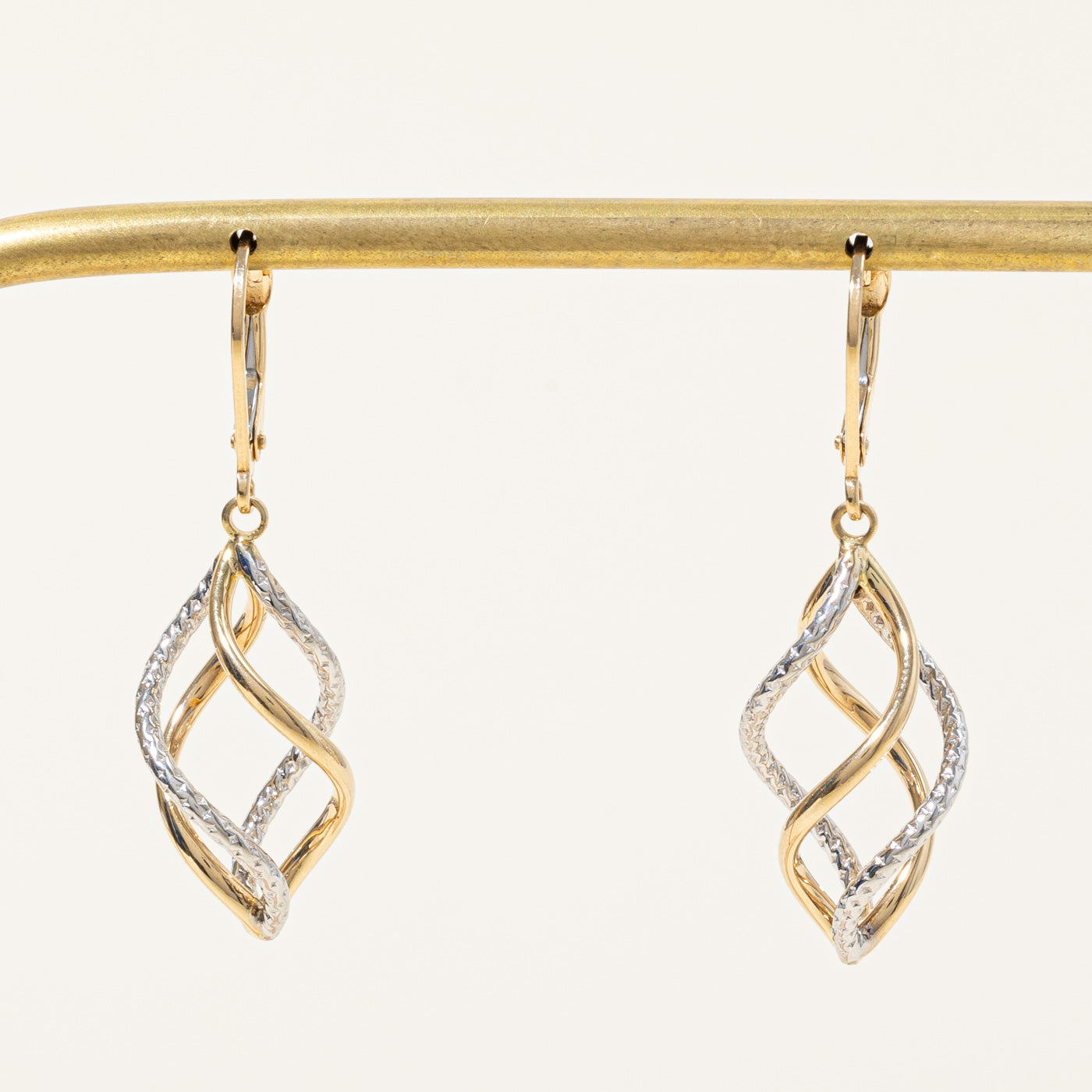 14k Two Tone Gold Spiral Earrings