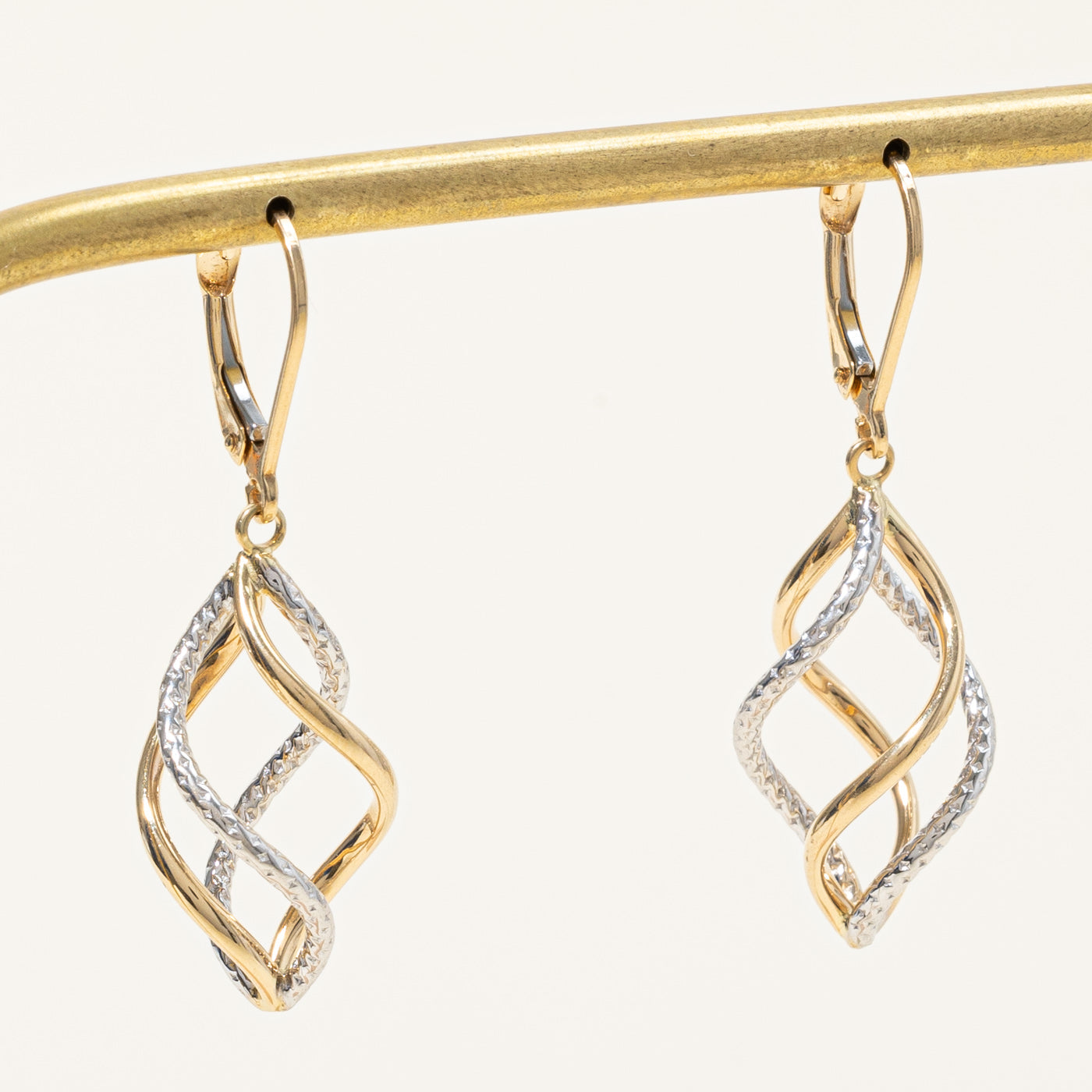 14k Two Tone Gold Spiral Earrings