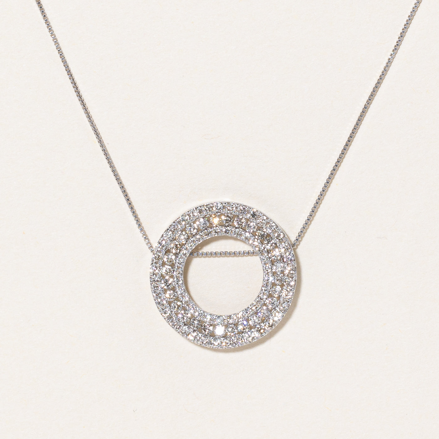 Diamond Circle Pendant & Necklace | 0.92ctw | 17" |