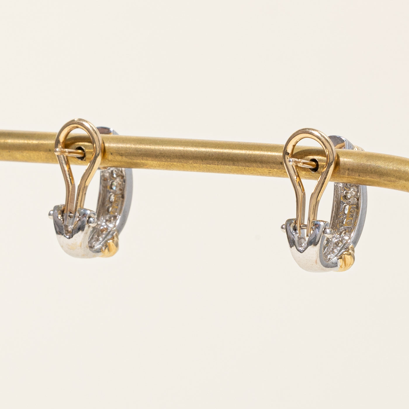 Channel Set Diamond Oval Hoop Earrings | 0.17ctw |