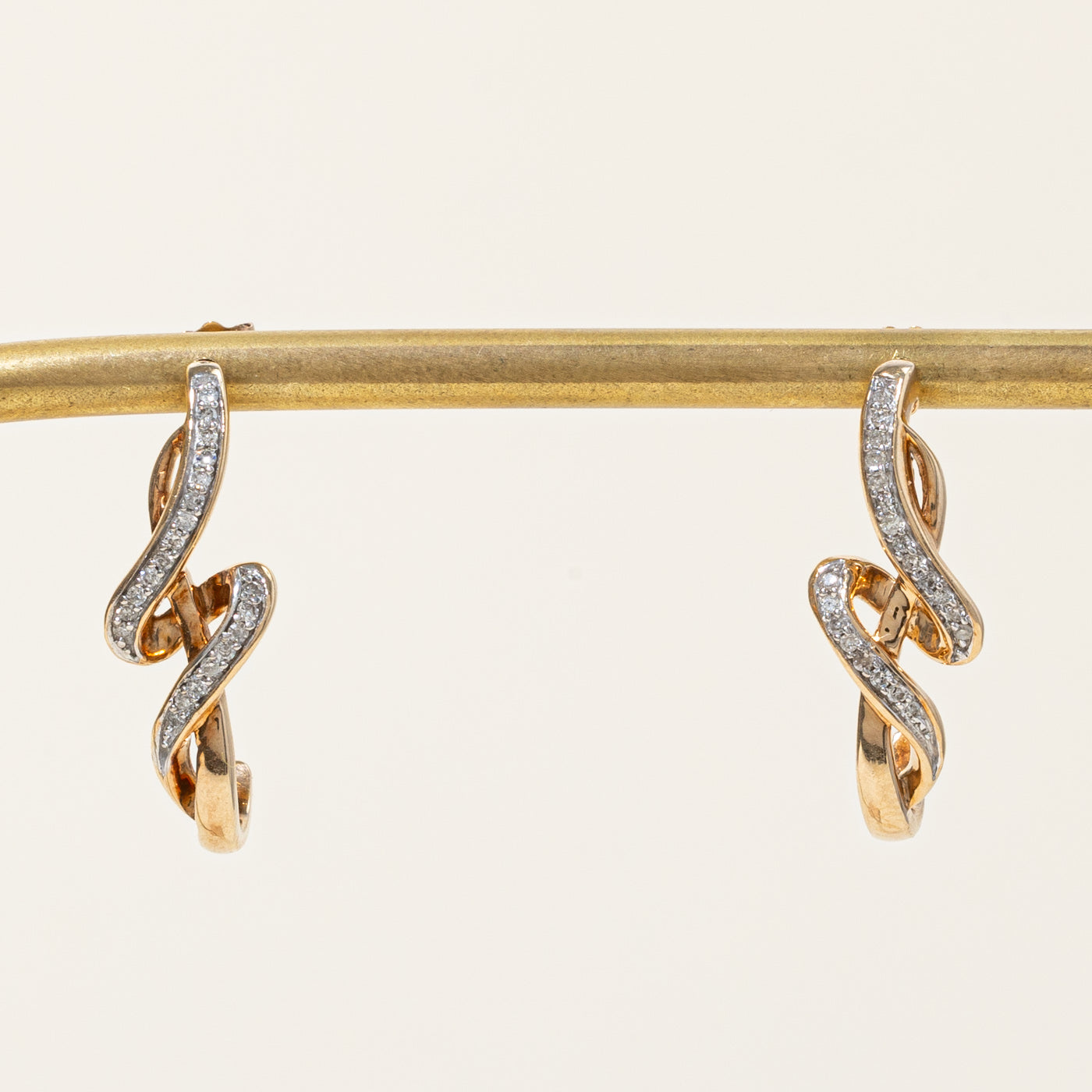 Diamond Twisted Half Hoop Earrings | 0.12ctw |