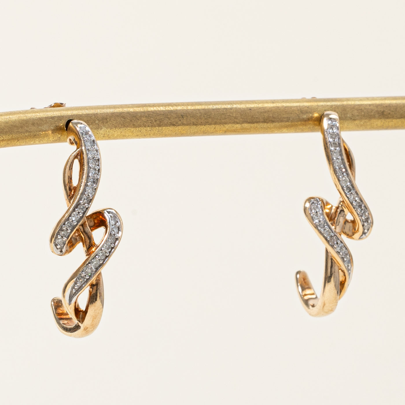 Diamond Twisted Half Hoop Earrings | 0.12ctw |