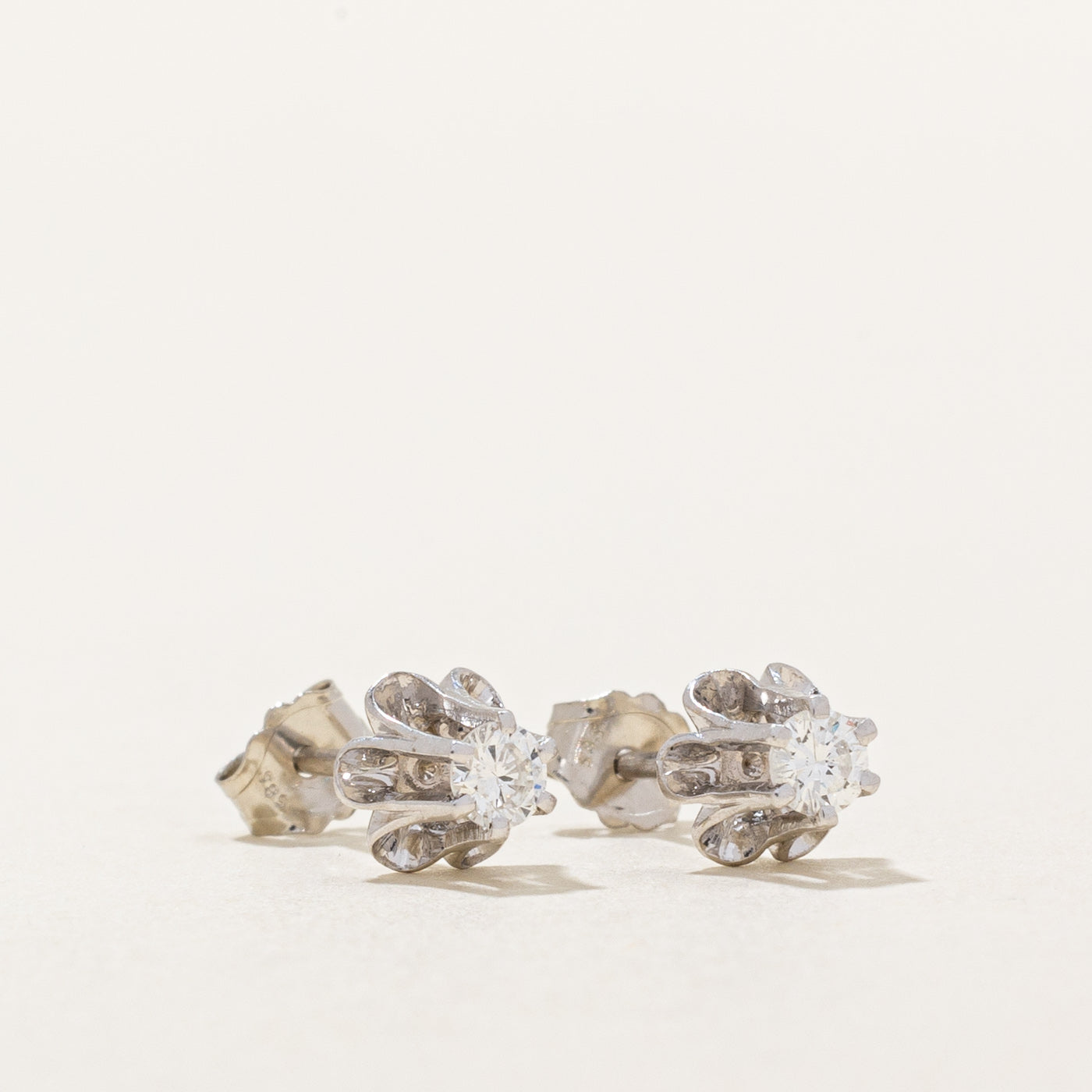 Belcher Set Diamond Stud Earrings | 0.16ctw |