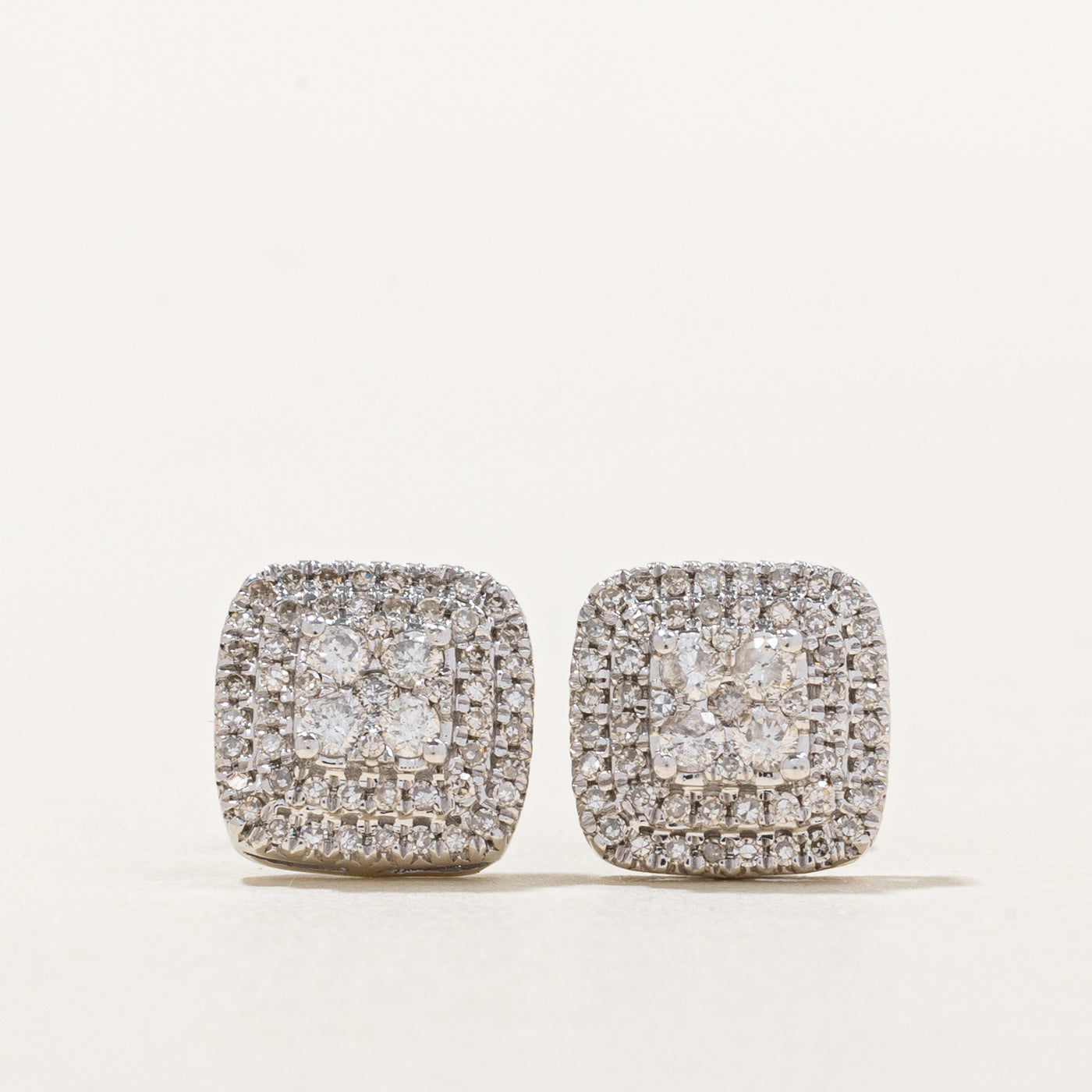 Diamond Cluster Multi Halo Stud Earrings | 0.37ctw |