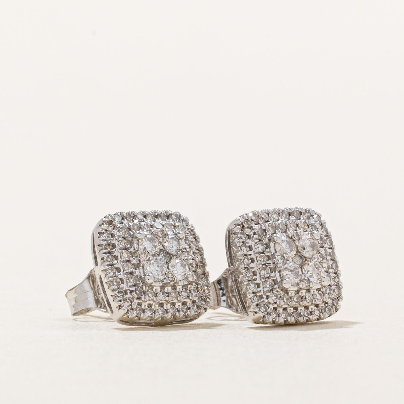 Diamond Cluster Multi Halo Stud Earrings | 0.37ctw |