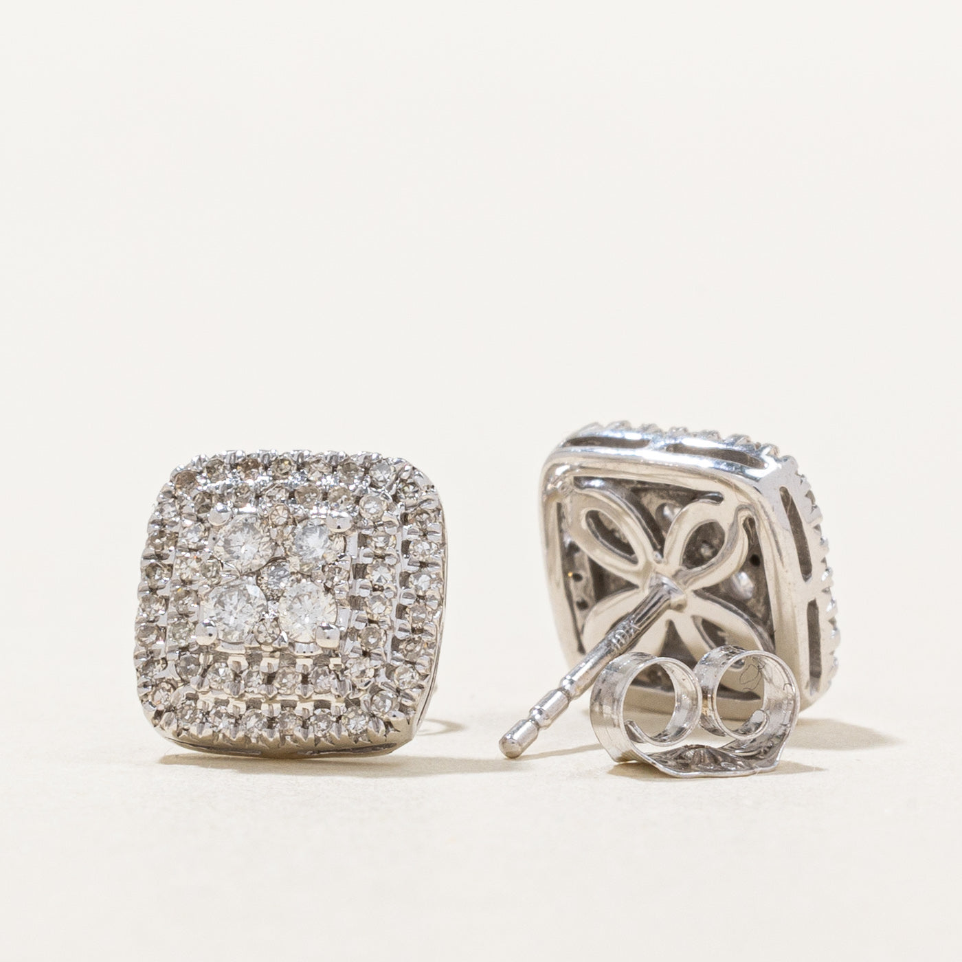 Diamond Cluster Multi Halo Stud Earrings | 0.37ctw |