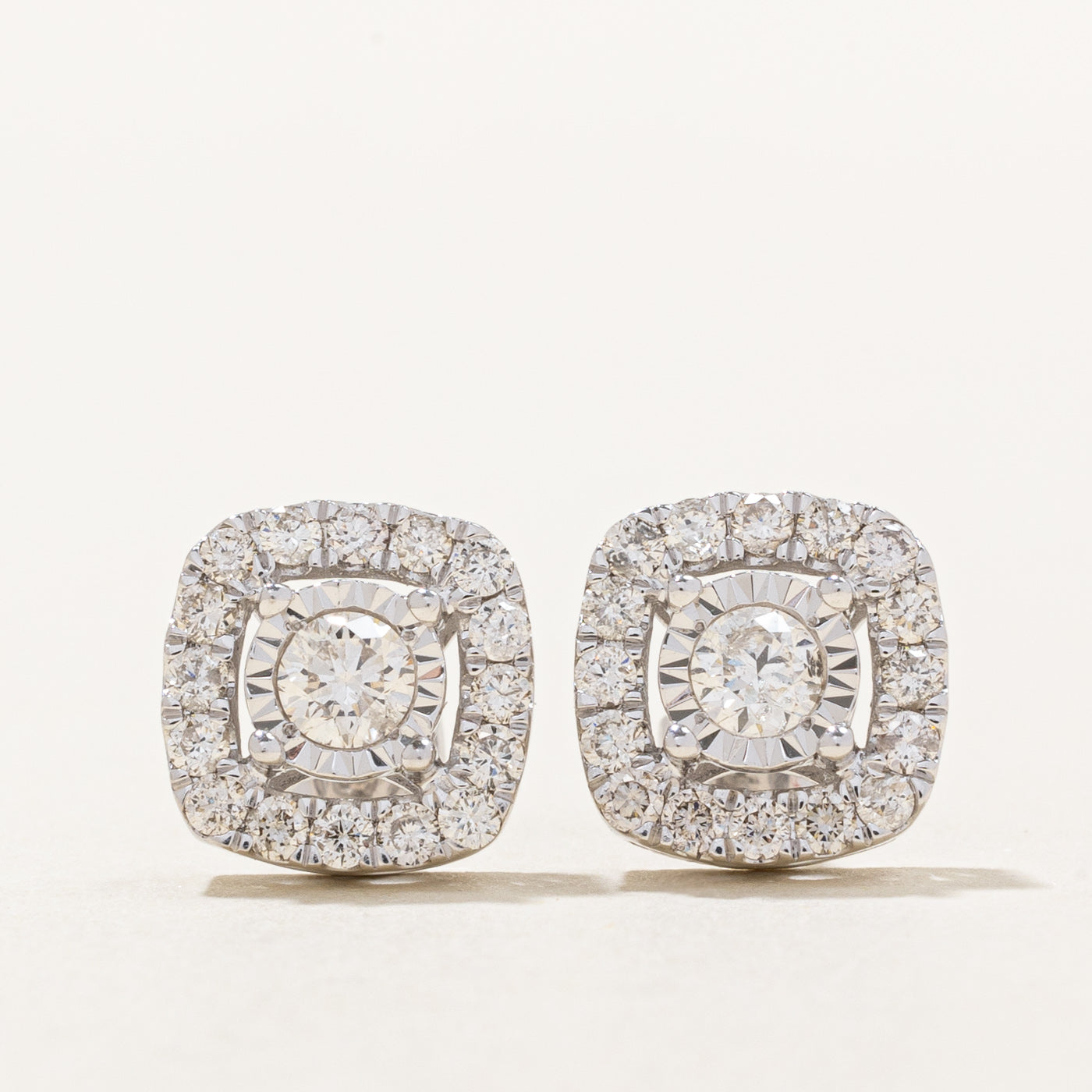 Illusion Set Diamond Halo Stud Earrings | 0.94ctw |