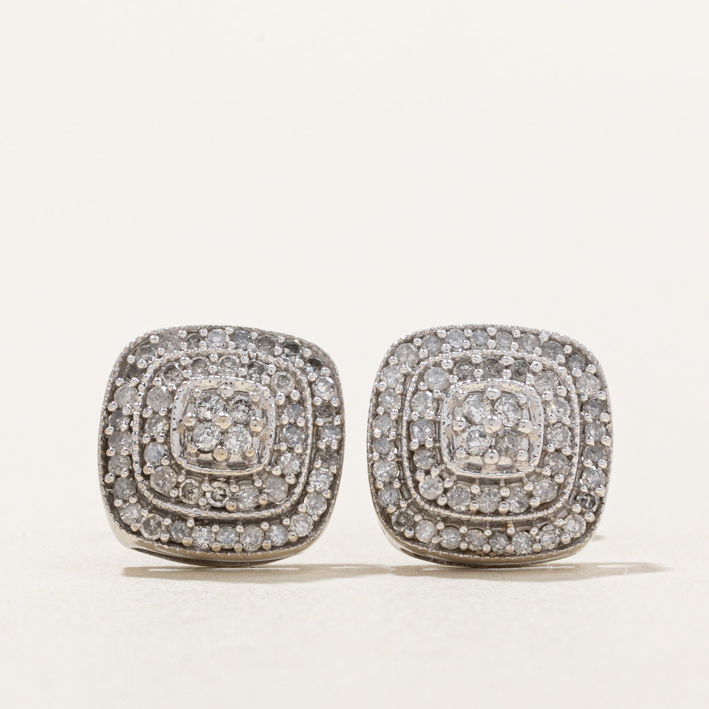 Diamond Cluster Multi Halo Stud Earrings | 0.25ctw |