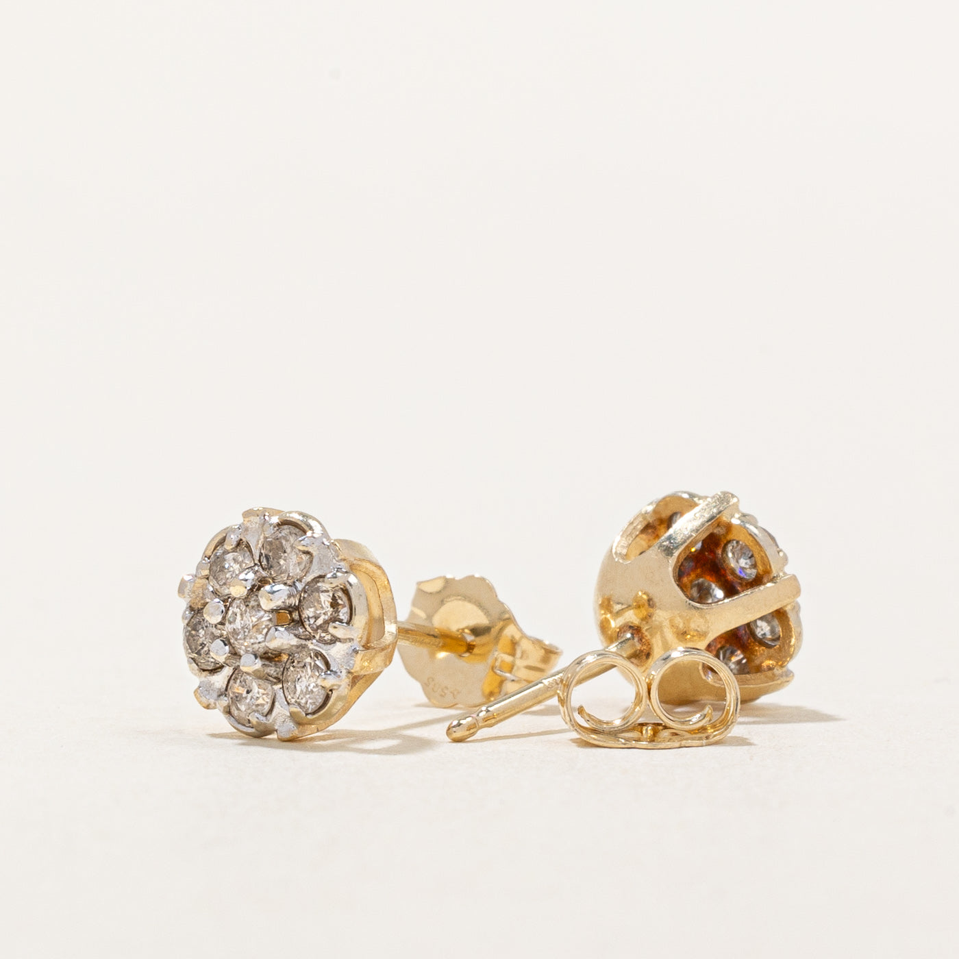 Diamond Cluster Stud Earrings | 0.42ctw |