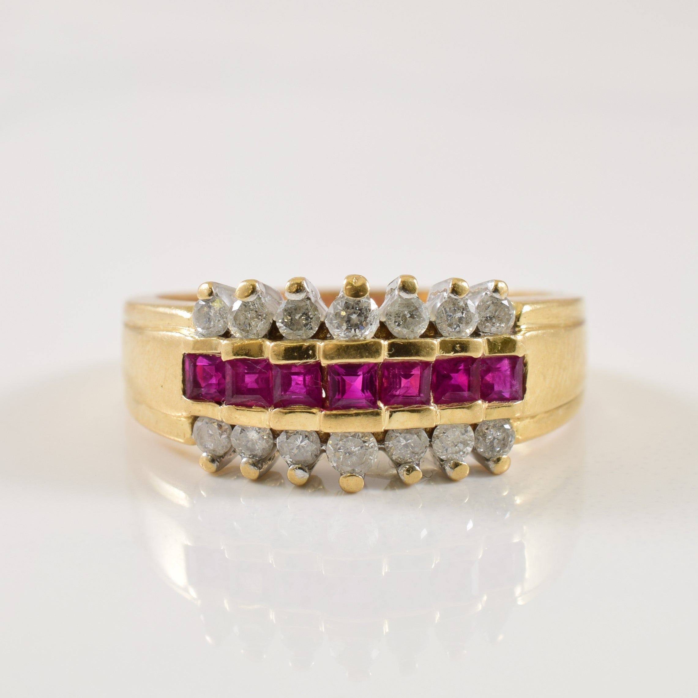 Bague rubis et diamants | 0,30 ct, 0,30 ct | Taille 6,5 |