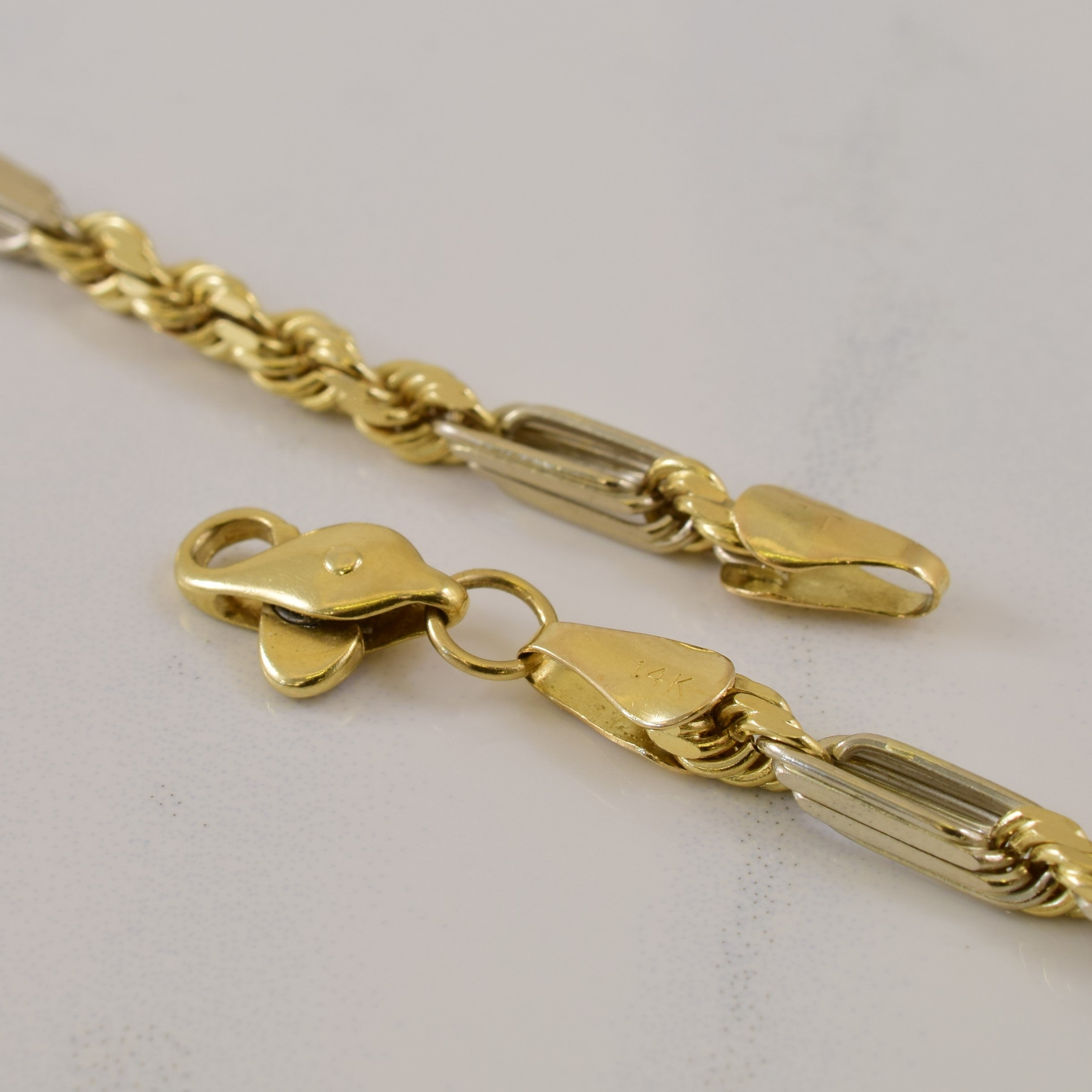 14k Two Tone Rope & Bar Chain | 17" |