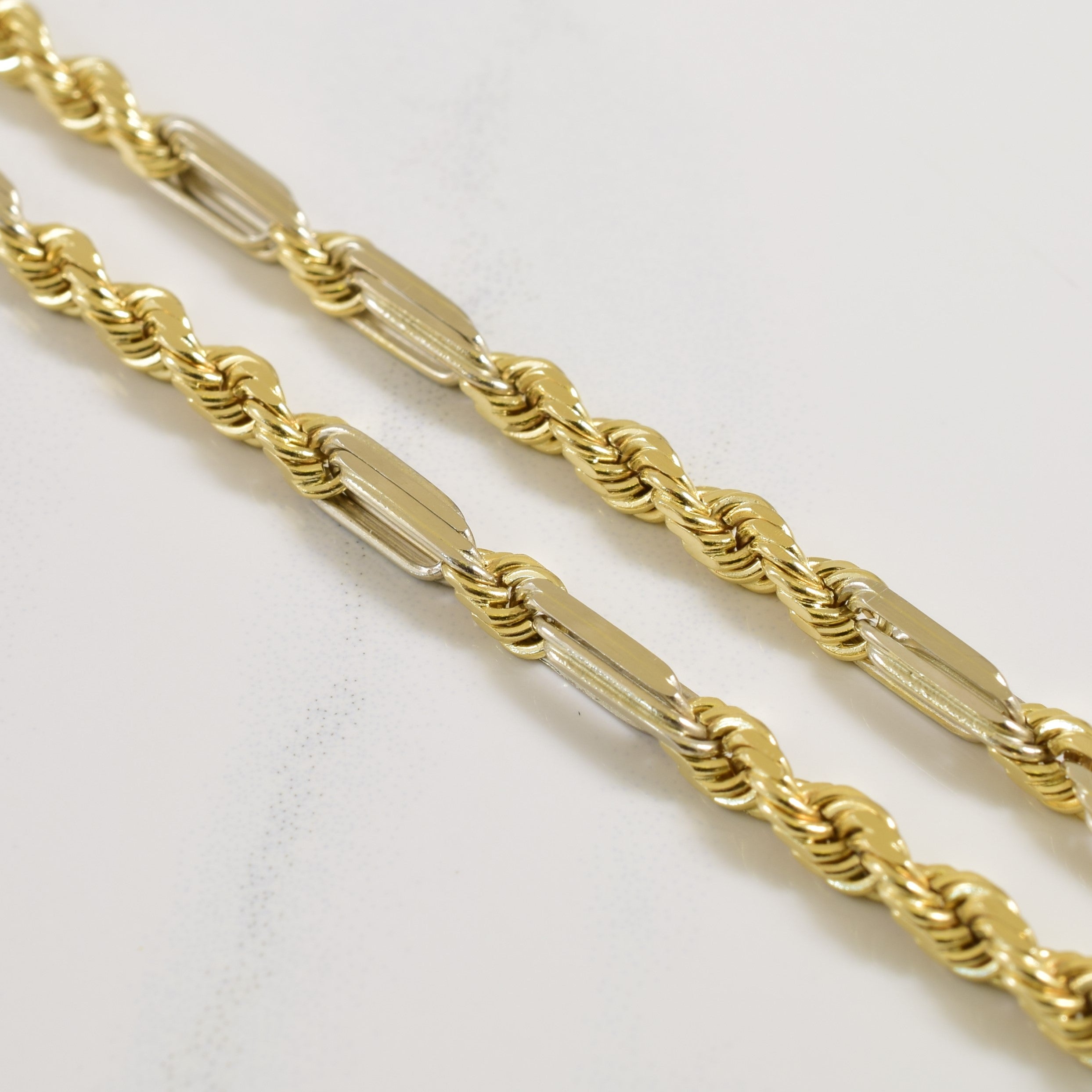 14k Two Tone Rope & Bar Chain | 17" |