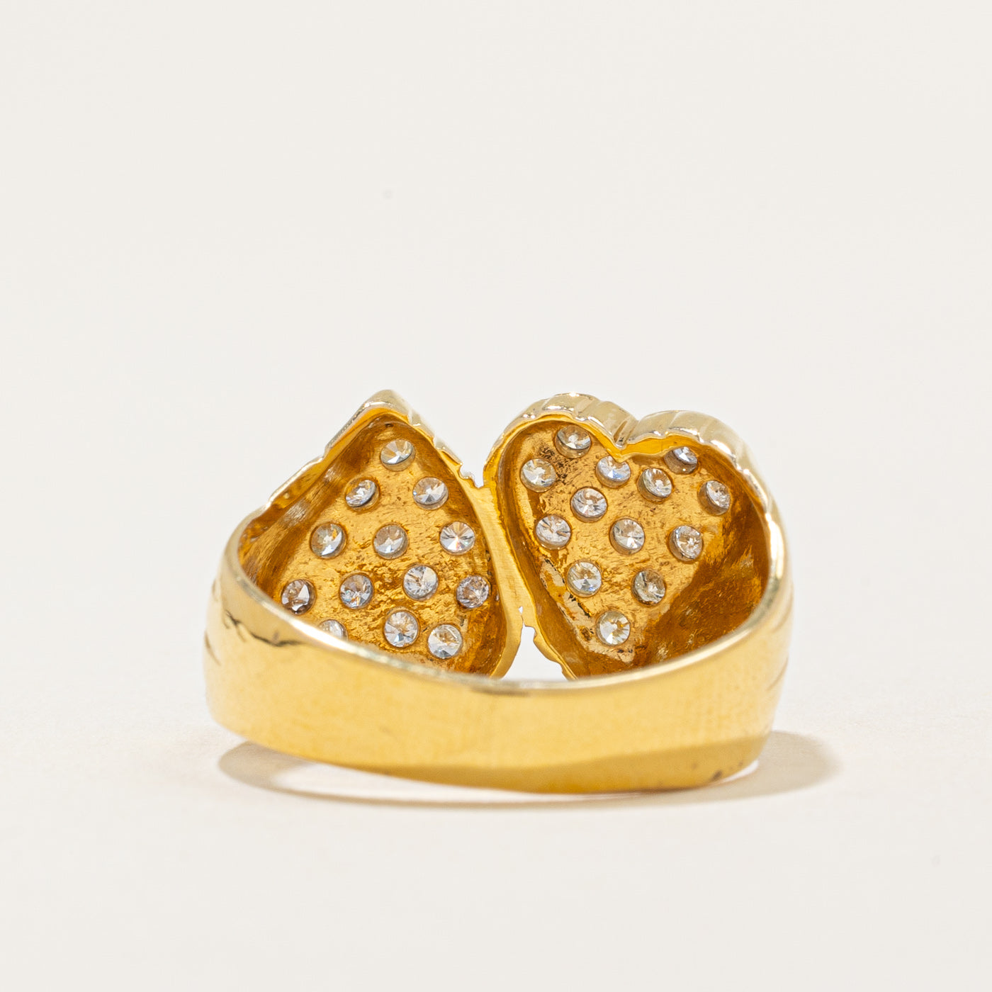 Pave Set Diamond Twin Heart Ring | 0.26ctw | SZ 6.5 |