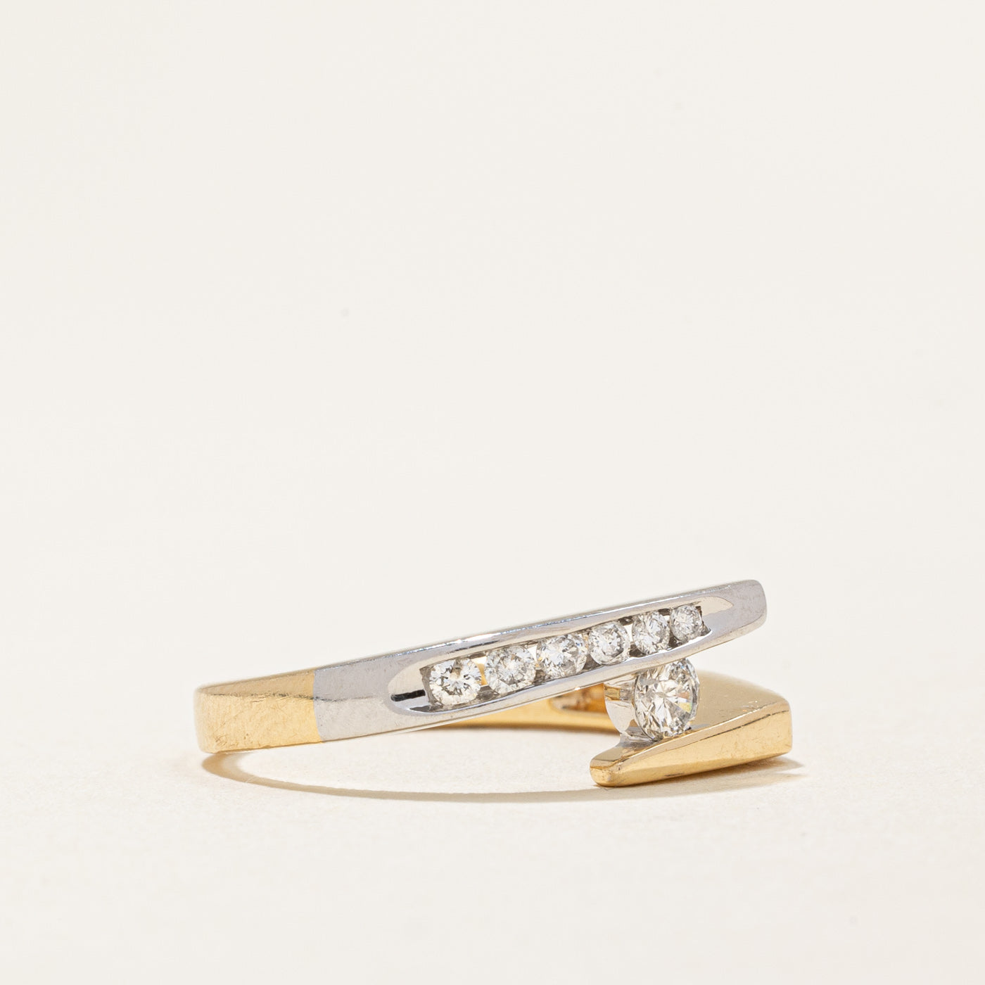 Two Tone Gold Diamond Bypass Ring | 0.25ctw | SZ 6.25 |