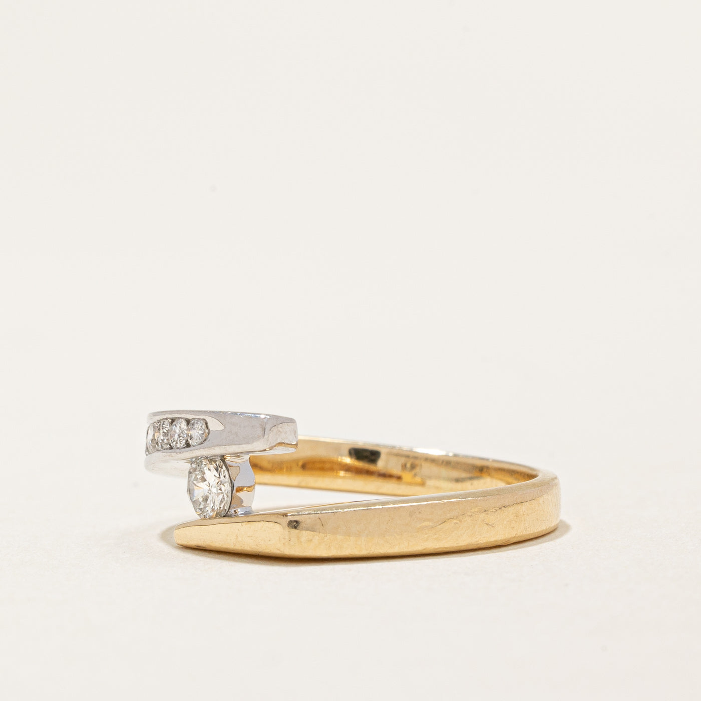 Two Tone Gold Diamond Bypass Ring | 0.25ctw | SZ 6.25 |