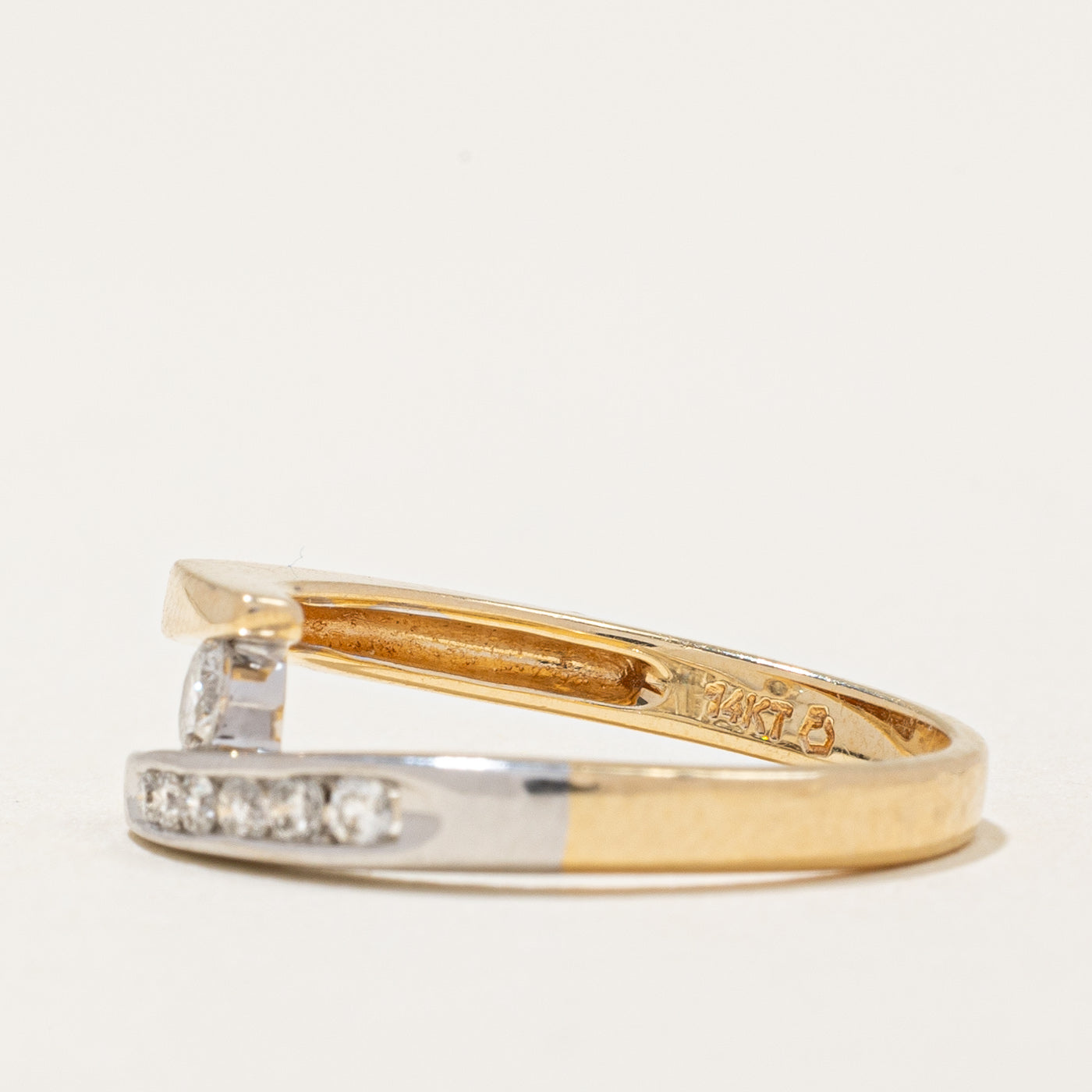 Two Tone Gold Diamond Bypass Ring | 0.25ctw | SZ 6.25 |