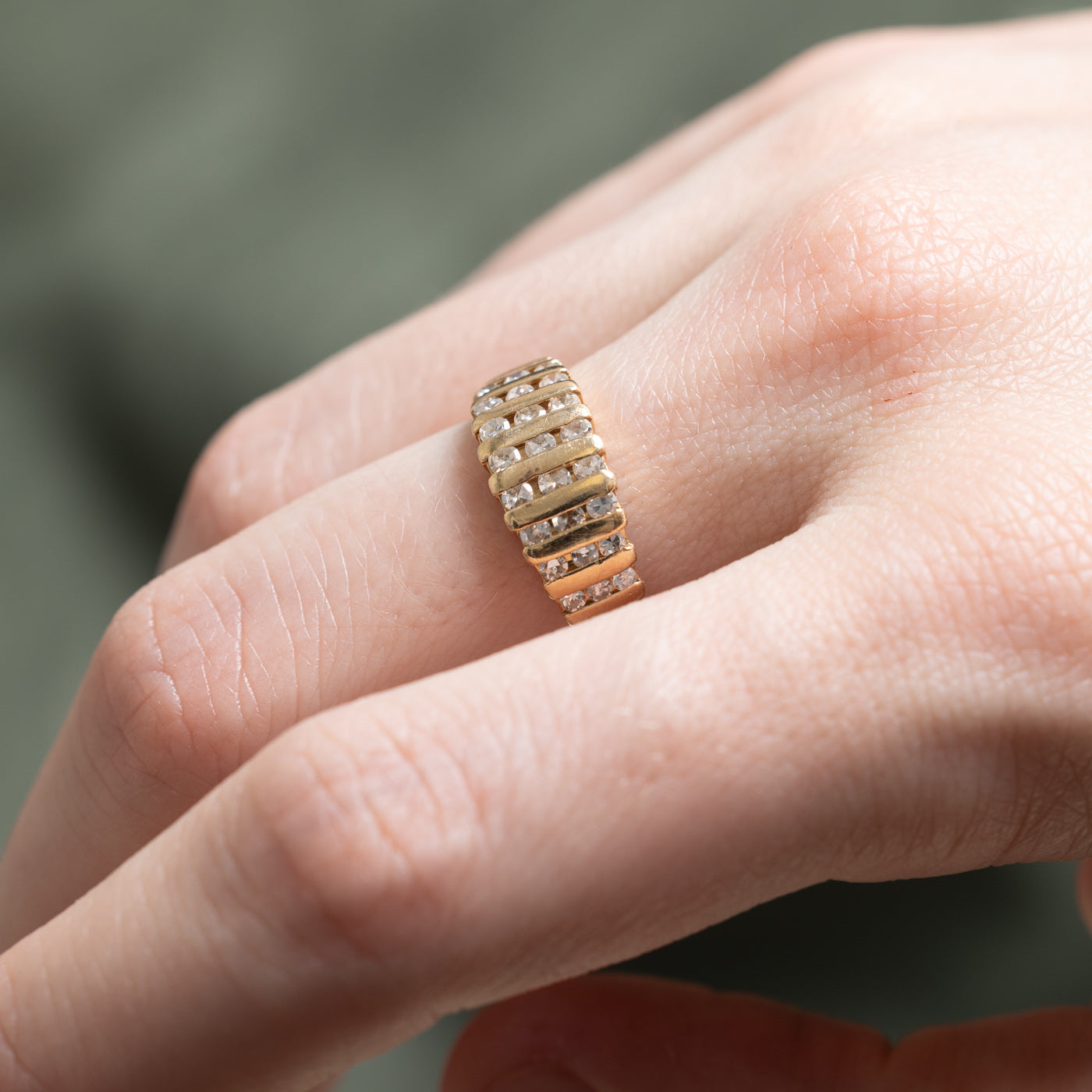 Bague conique à plusieurs rangs de diamants | 0,58 ct au total | Taille 7,25