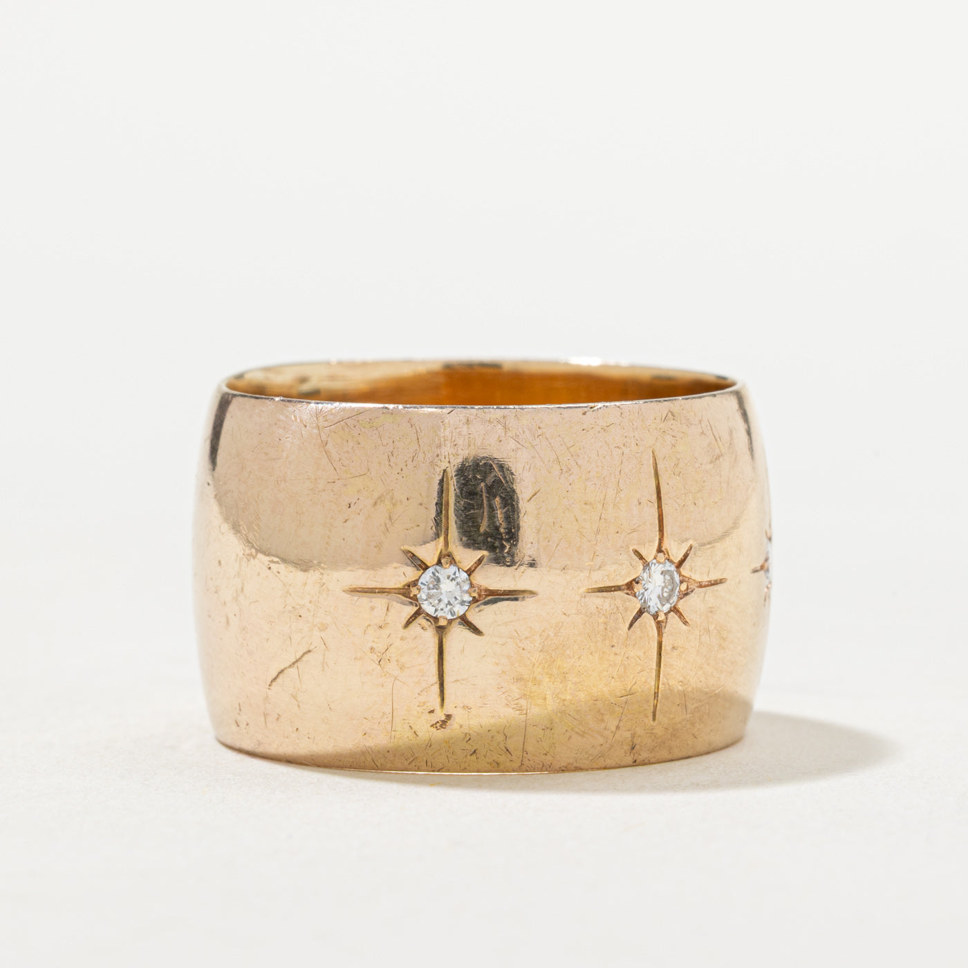 Three Stone Star Set Diamond Cigar Band | 0.09ctw | SZ 9.75