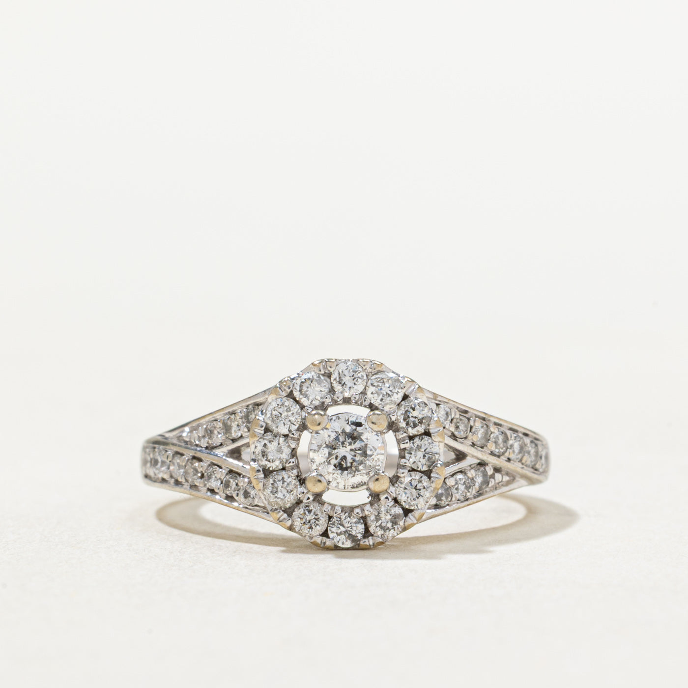 Diamond Halo Tapered Engagement Ring | 0.53ctw | SZ 5.5