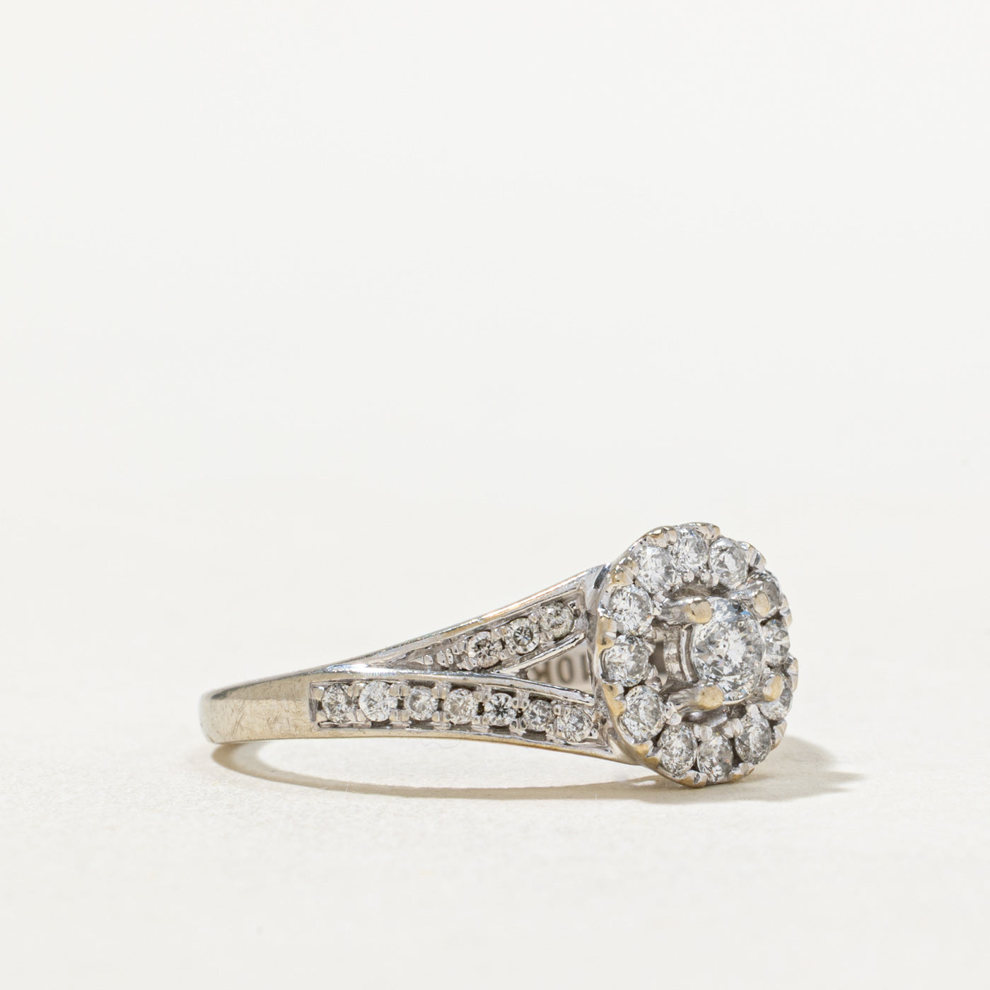 Diamond Halo Tapered Engagement Ring | 0.53ctw | SZ 5.5