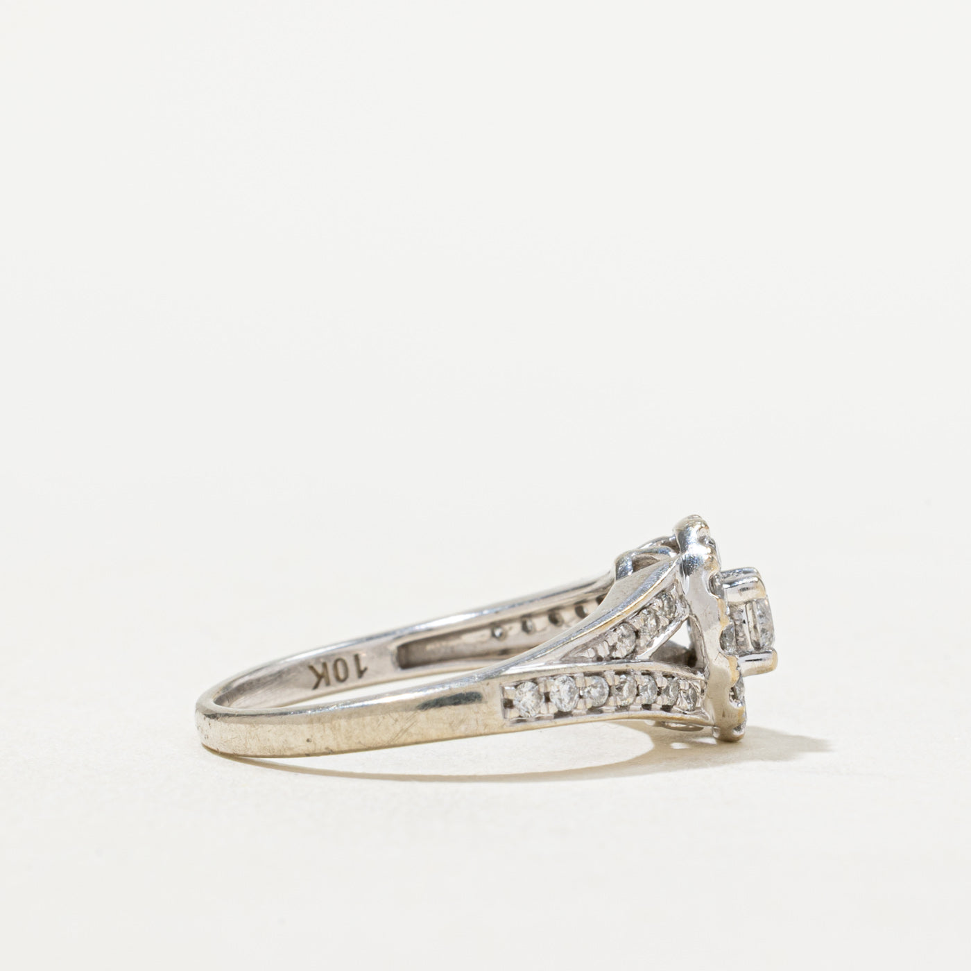 Diamond Halo Tapered Engagement Ring | 0.53ctw | SZ 5.5