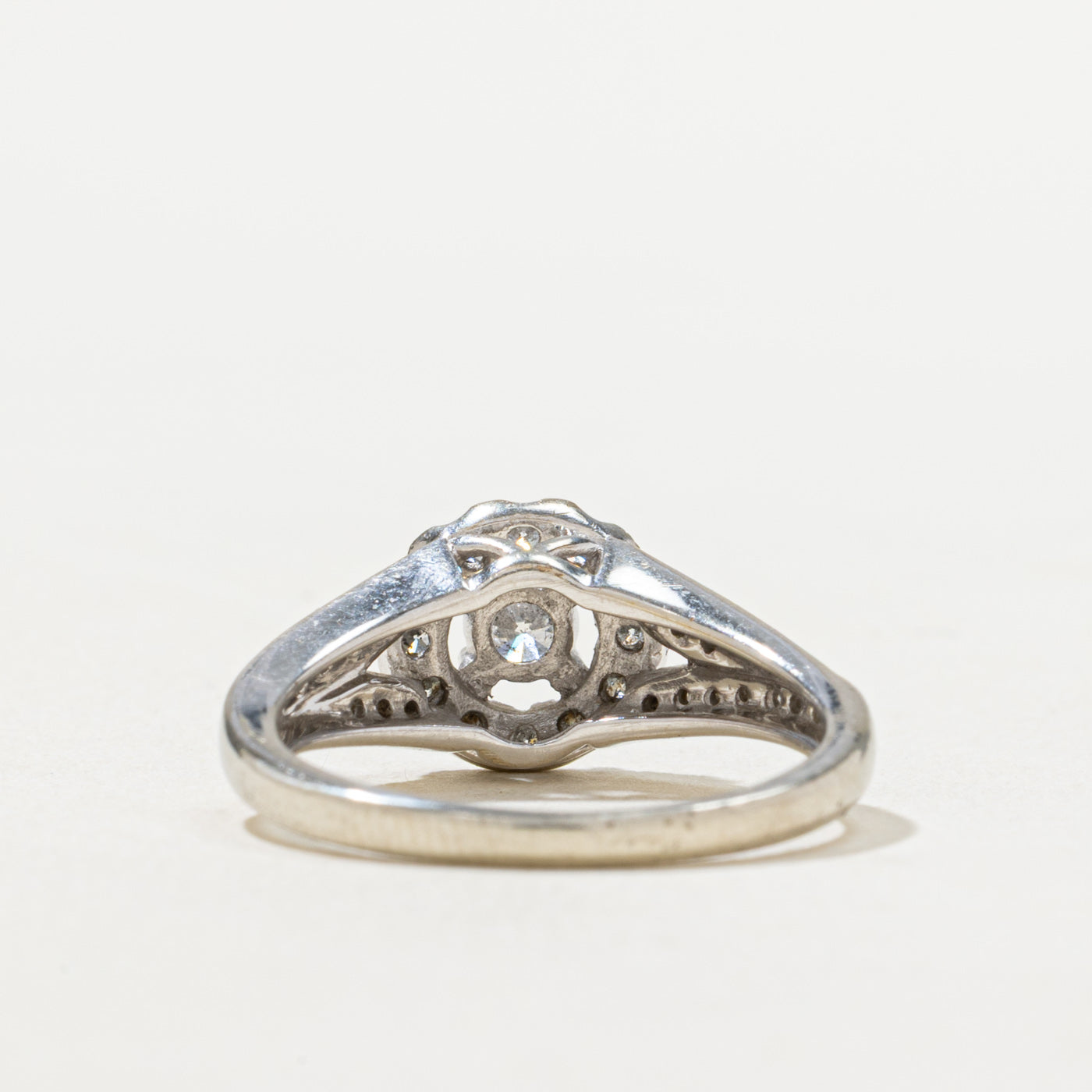 Diamond Halo Tapered Engagement Ring | 0.53ctw | SZ 5.5