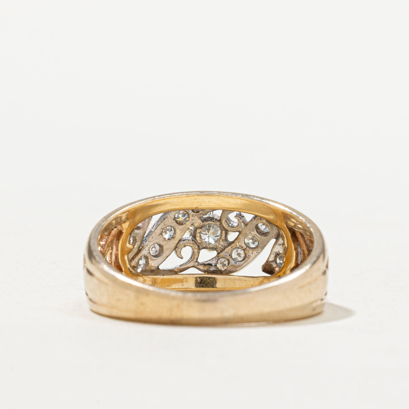 Two Tone Gold Diamond Openwork Ring | 0.25ctw | SZ 7.5