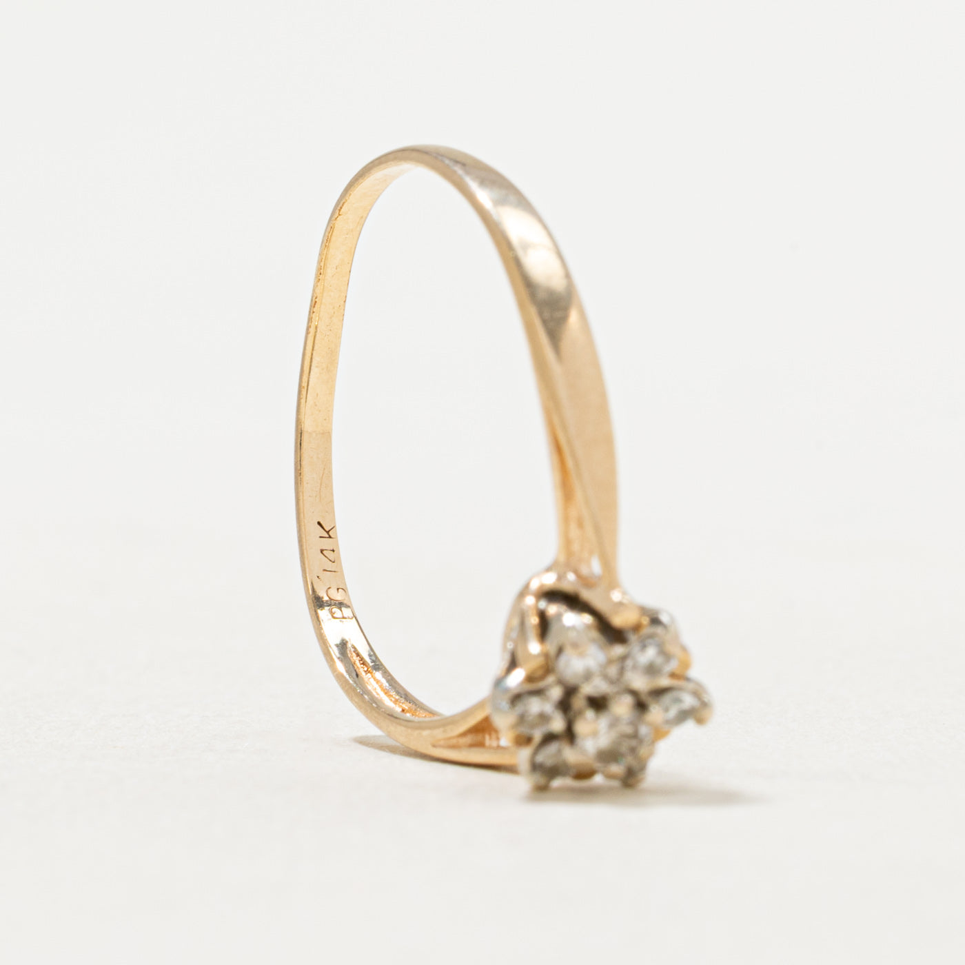 Diamond Cluster Petal Ring | 0.14ctw | SZ 6.5