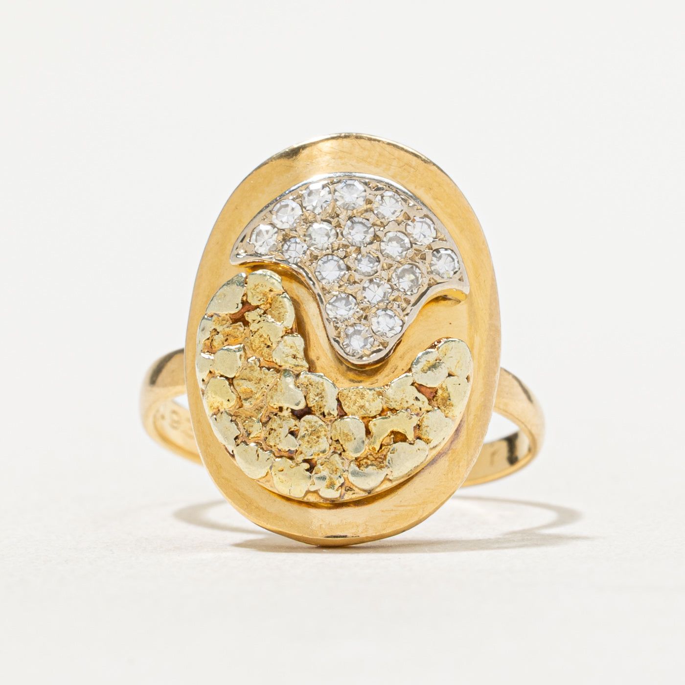 Gold Nugget & Diamond Cluster Cocktail Ring | 0.24ctw | SZ 7