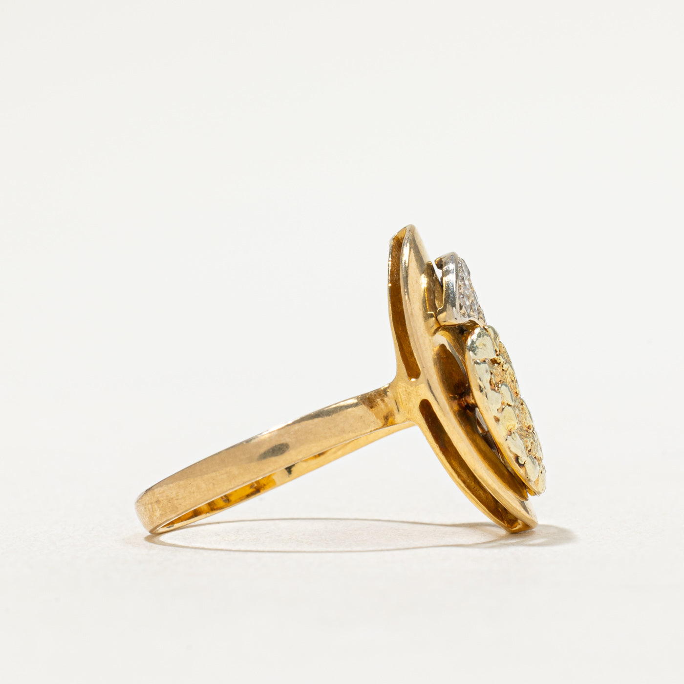 Gold Nugget & Diamond Cluster Cocktail Ring | 0.24ctw | SZ 7
