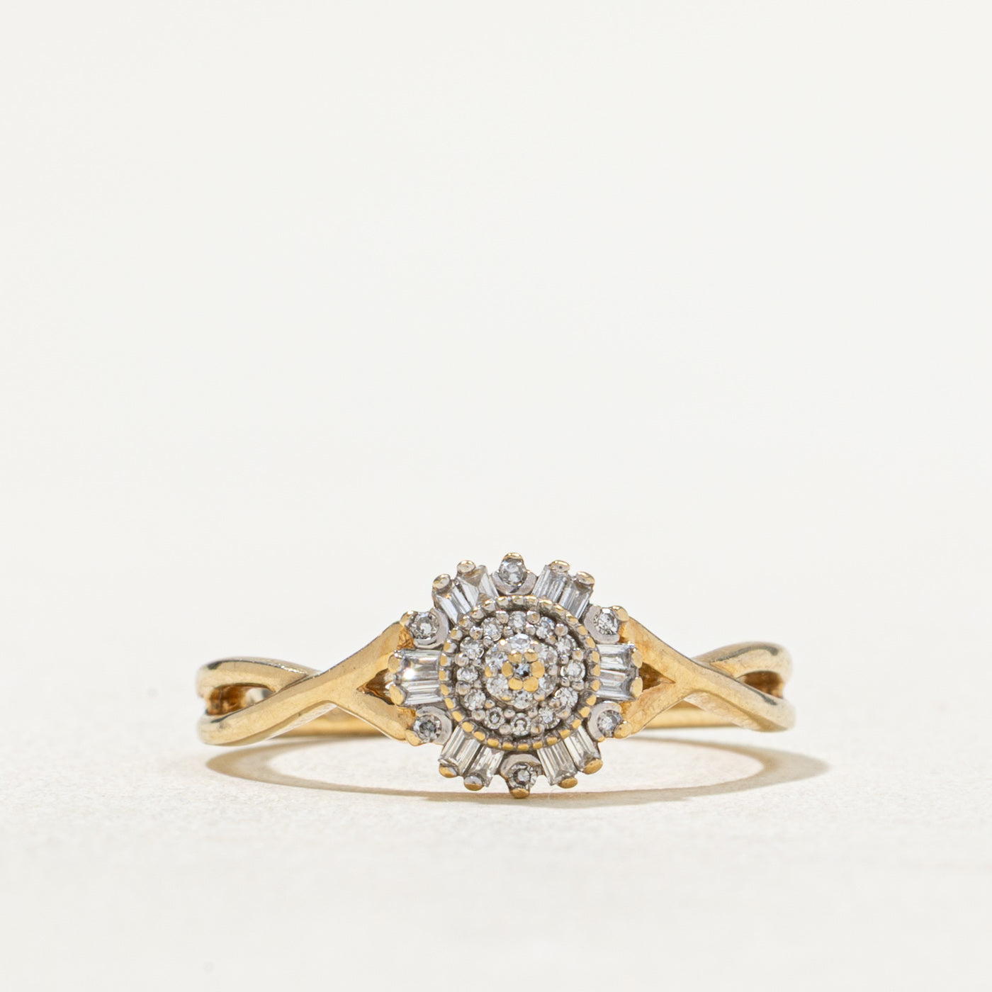 Diamond Cluster Cross Over Ring | 0.09ctw | SZ 5