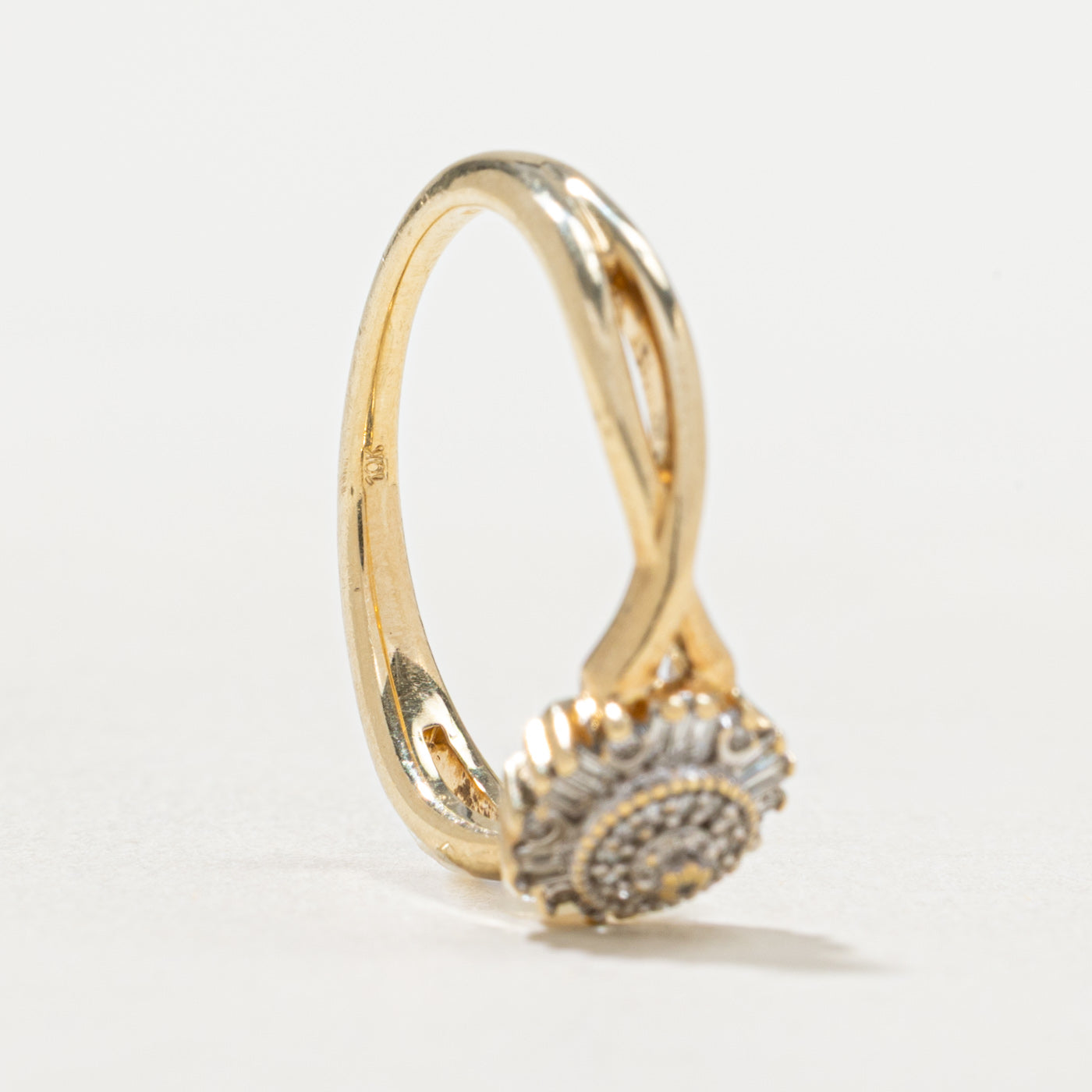 Diamond Cluster Cross Over Ring | 0.09ctw | SZ 5