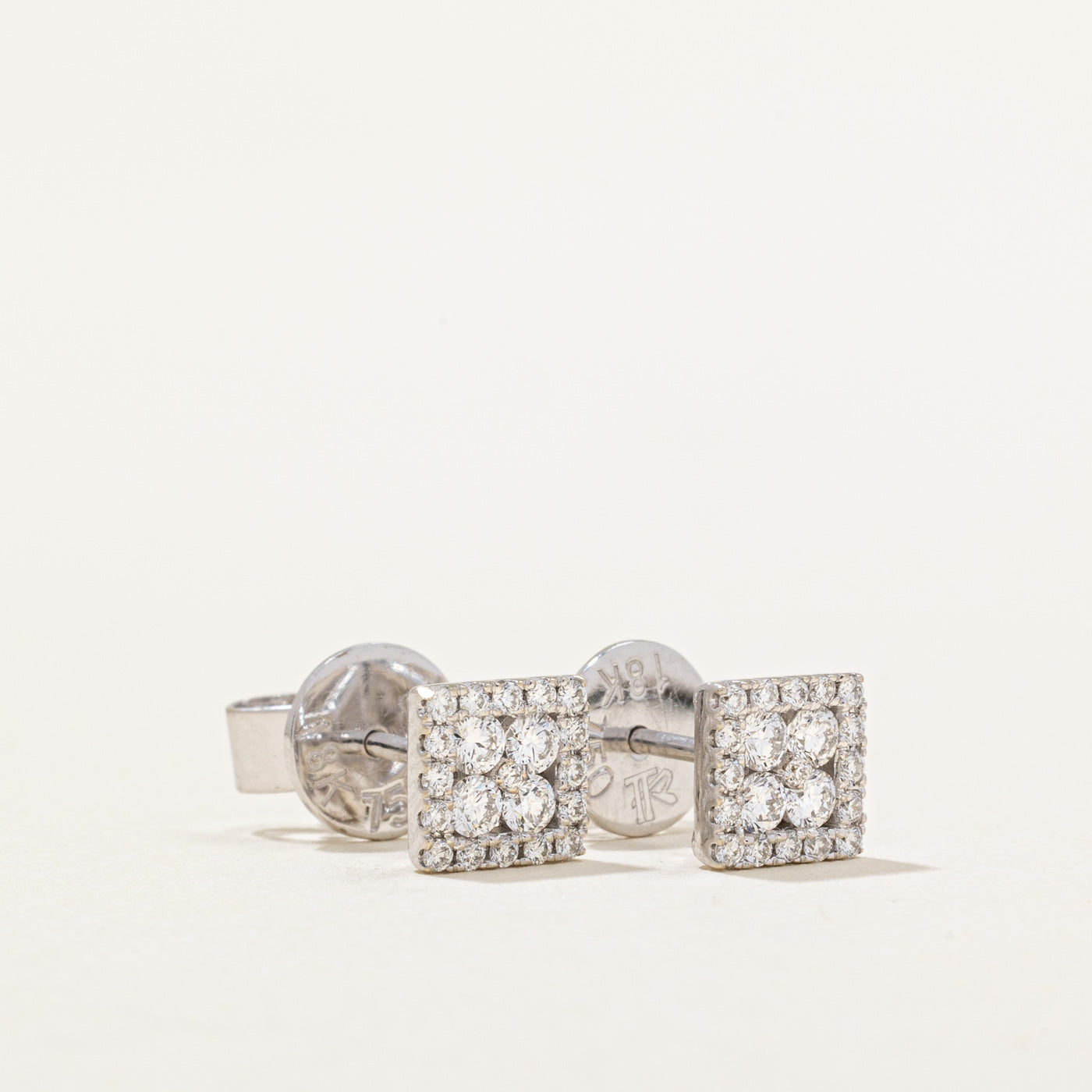 Square Diamond Stud Earrings | 0.40ctw |