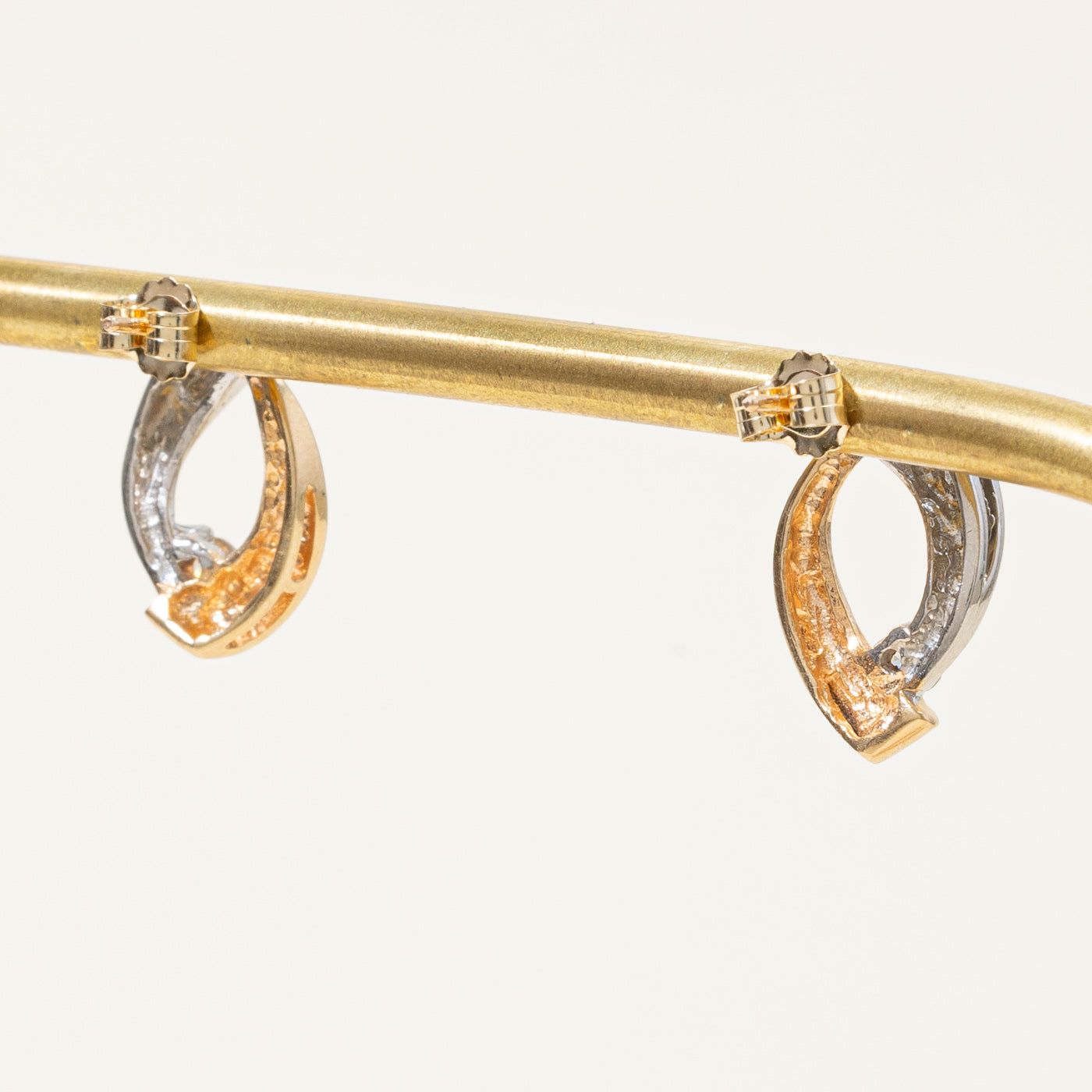Two Tone Gold Diamond Abstract Stud Earrings | 0.16ctw |
