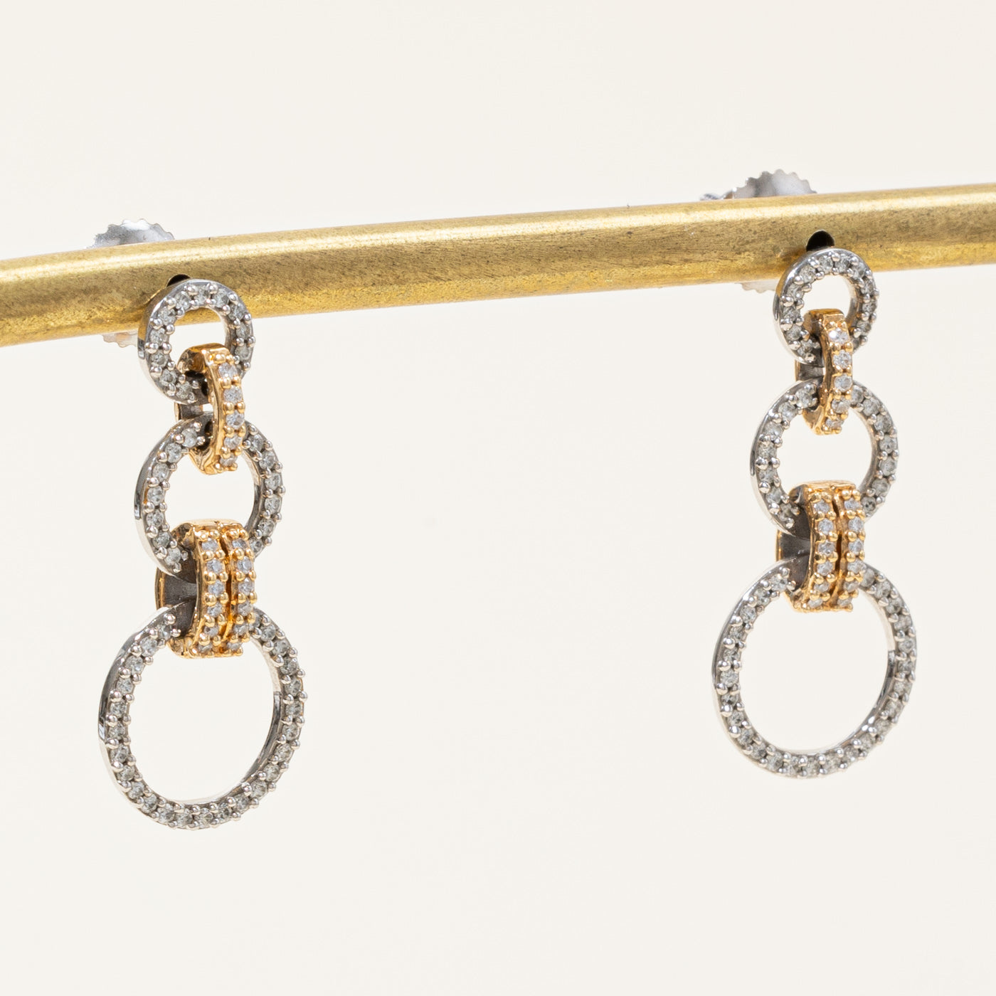 Two Tone Gold Diamond Drop Earrings | 0.40ctw |