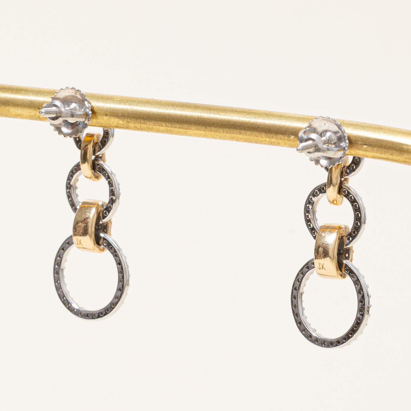 Two Tone Gold Diamond Drop Earrings | 0.40ctw |