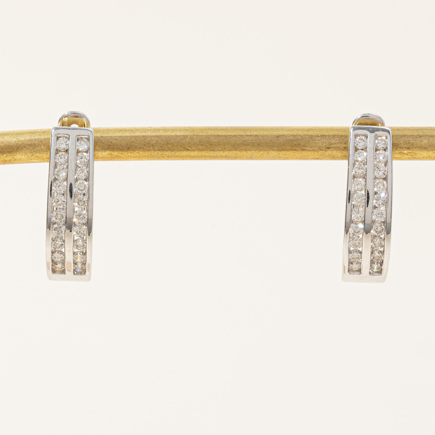 Channel Set Diamond Hoop Earrings | 0.70ctw |