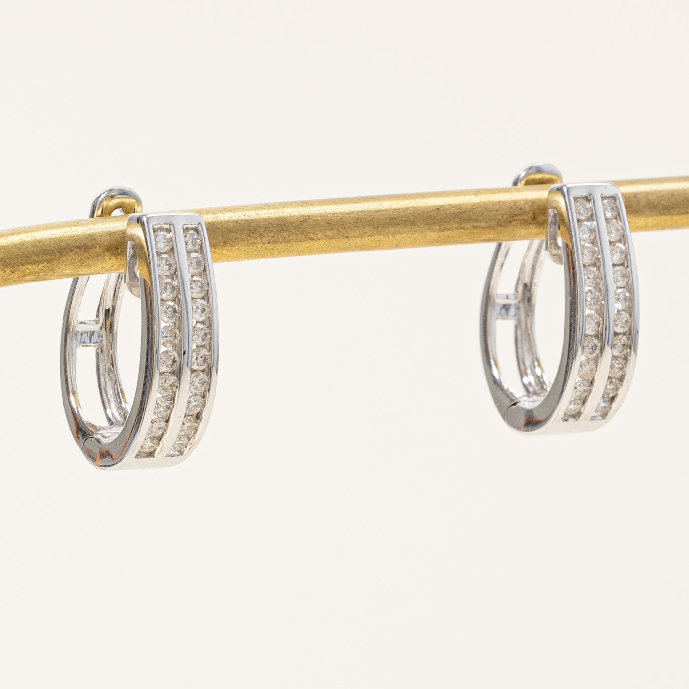 Channel Set Diamond Hoop Earrings | 0.70ctw |