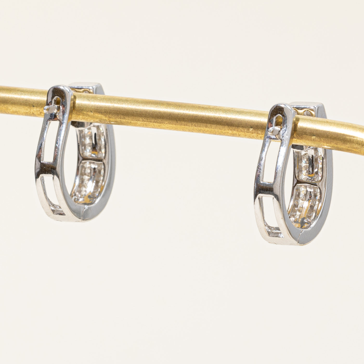 Channel Set Diamond Hoop Earrings | 0.70ctw |