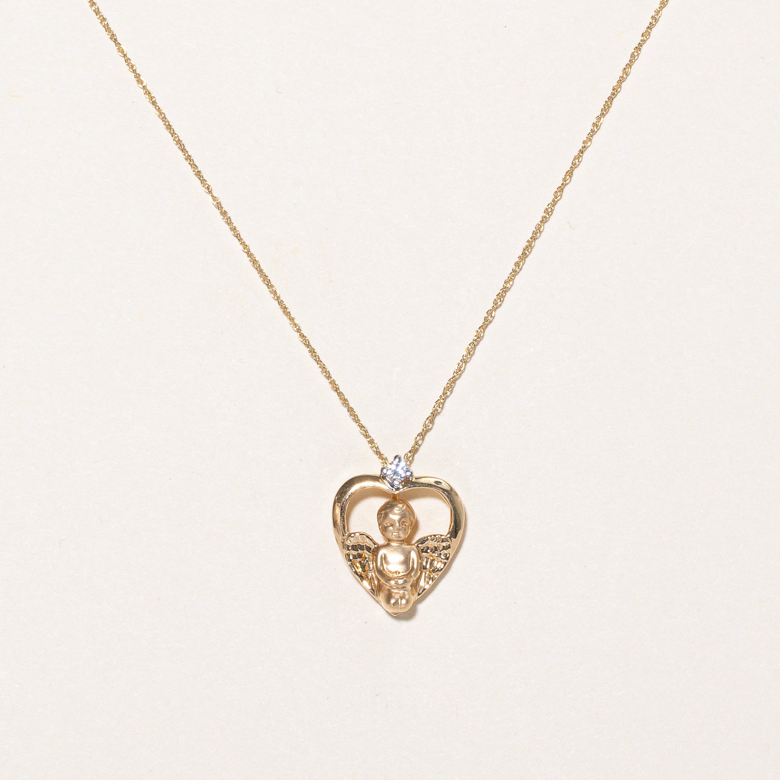 Diamond Angel Heart Necklace | 0.05ct | 18" |