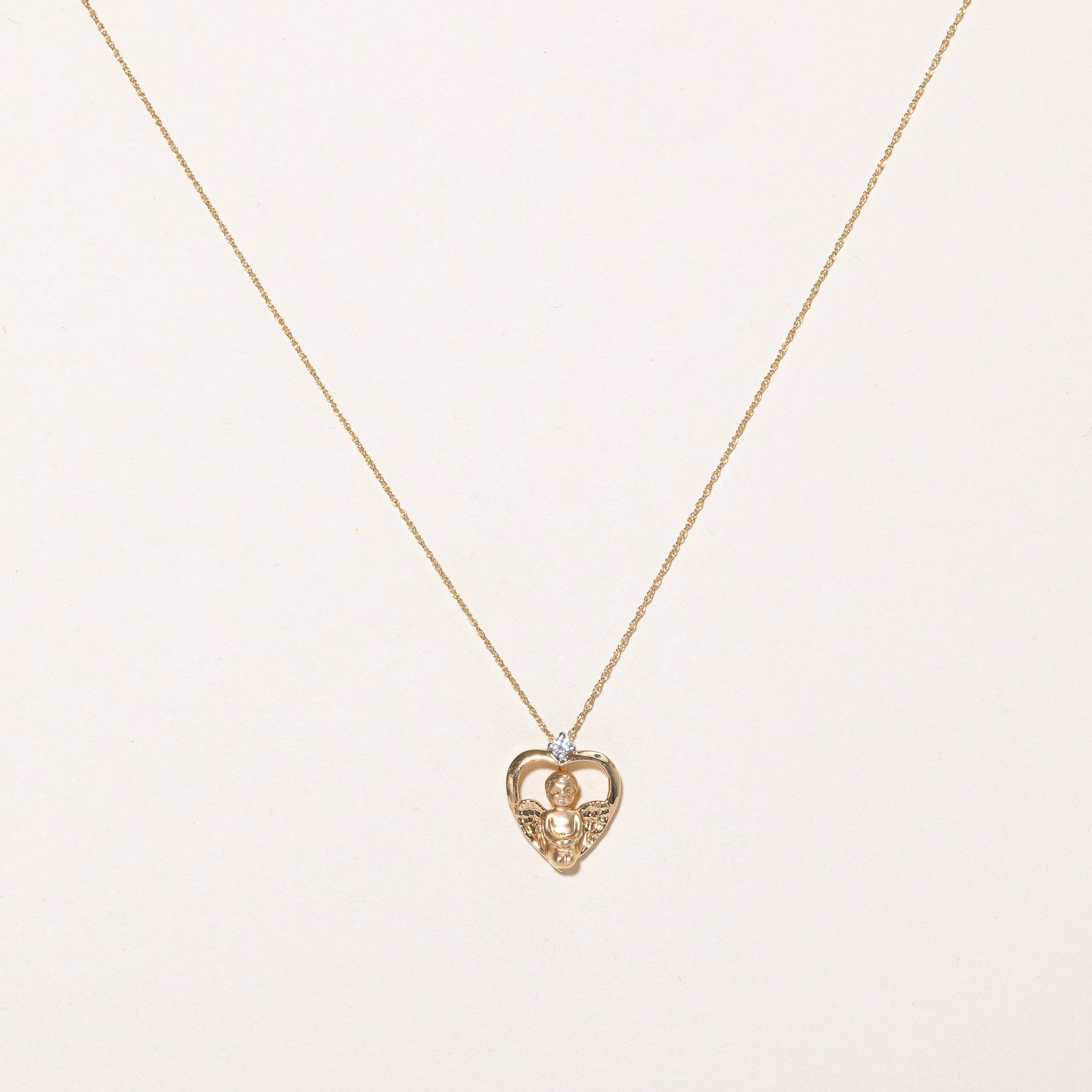 Diamond Angel Heart Necklace | 0.05ct | 18" |