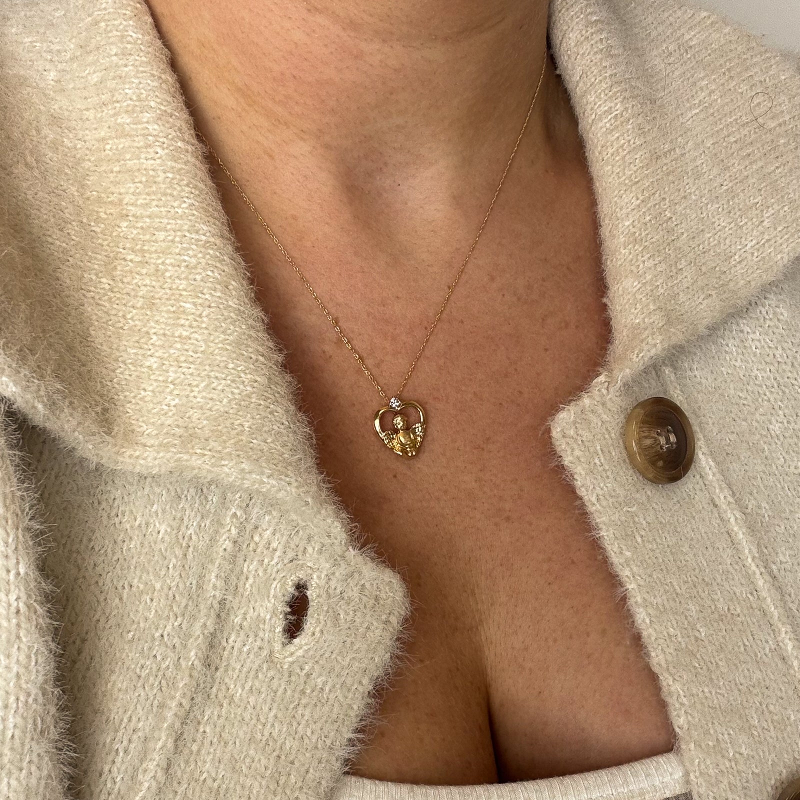 Diamond Angel Heart Necklace | 0.05ct | 18" |