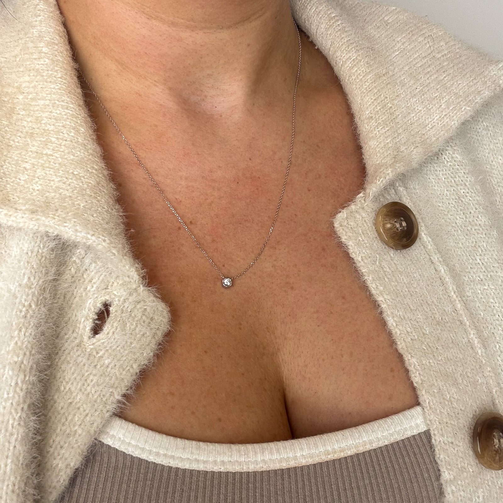 Bezel Set Diamond Necklace | 0.12ct | 18.5" |