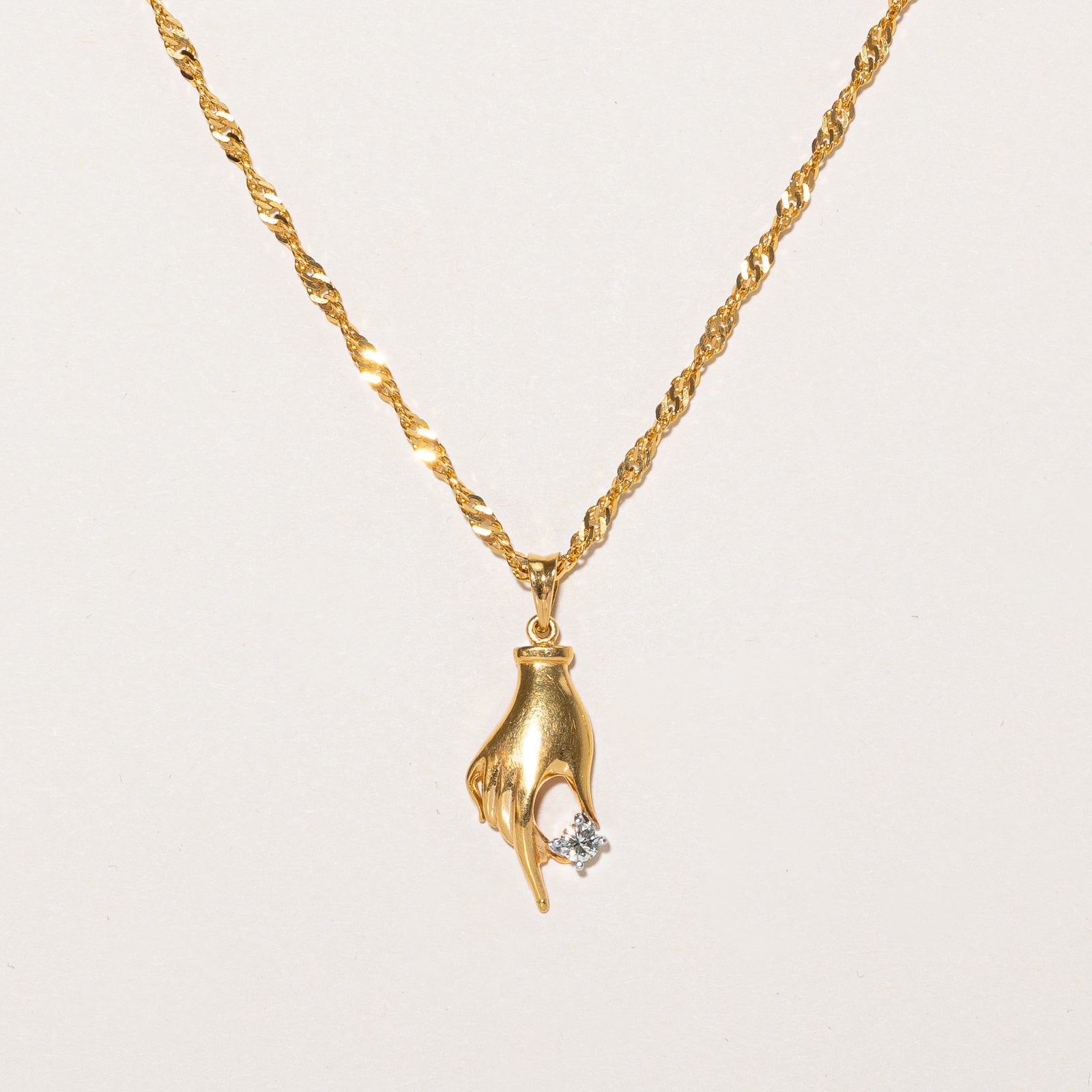 Diamond Hand Pendant & Necklace | 0.16ct | 15" |